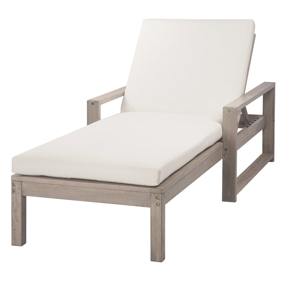 Gray Solid Wood Adjustable Outdoor Chaise Lounge, Set of 2