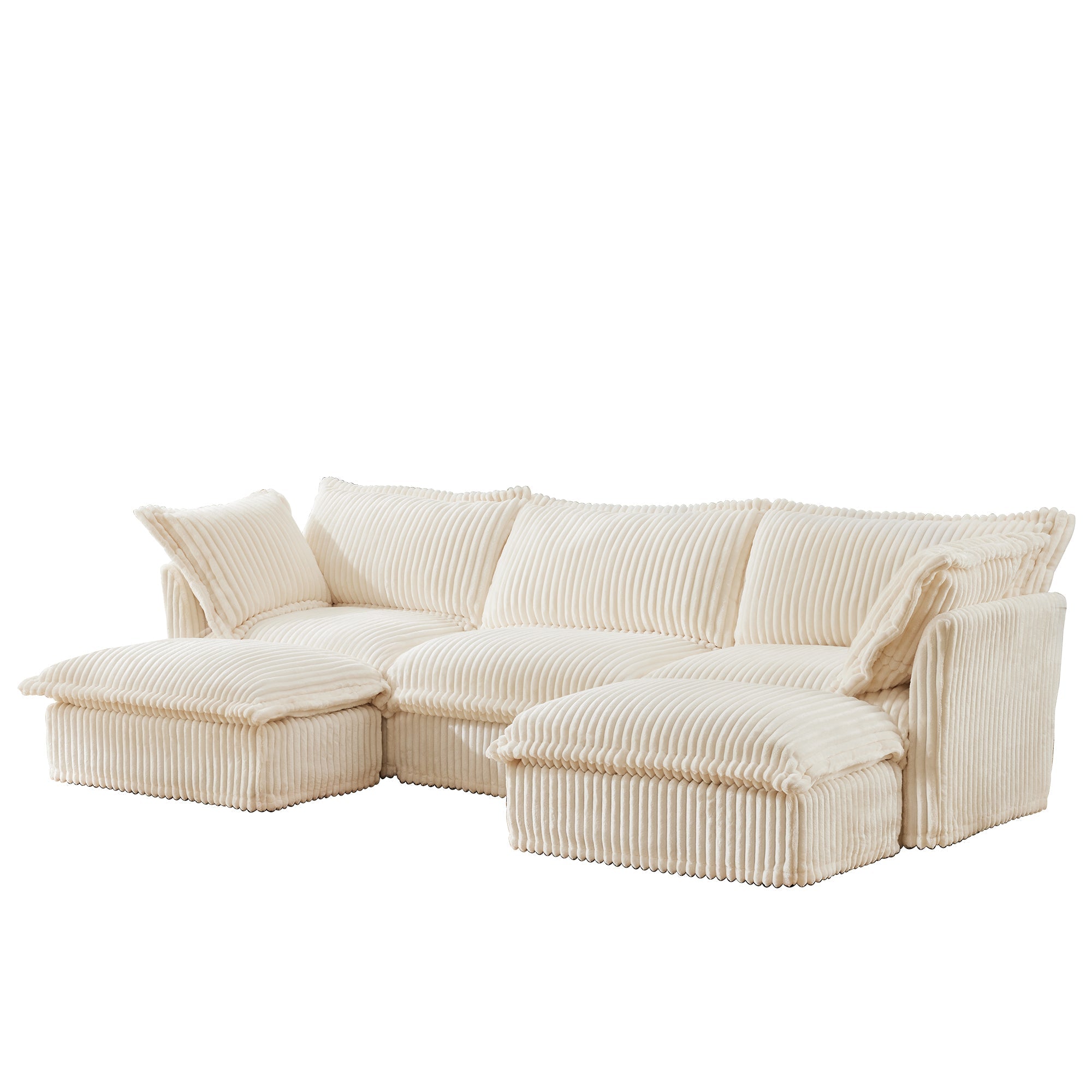 Fluffy 3-Seat Modular Sofa in Corduroy Cream #OttOnly_2 #Fabric_Corduroy Cream