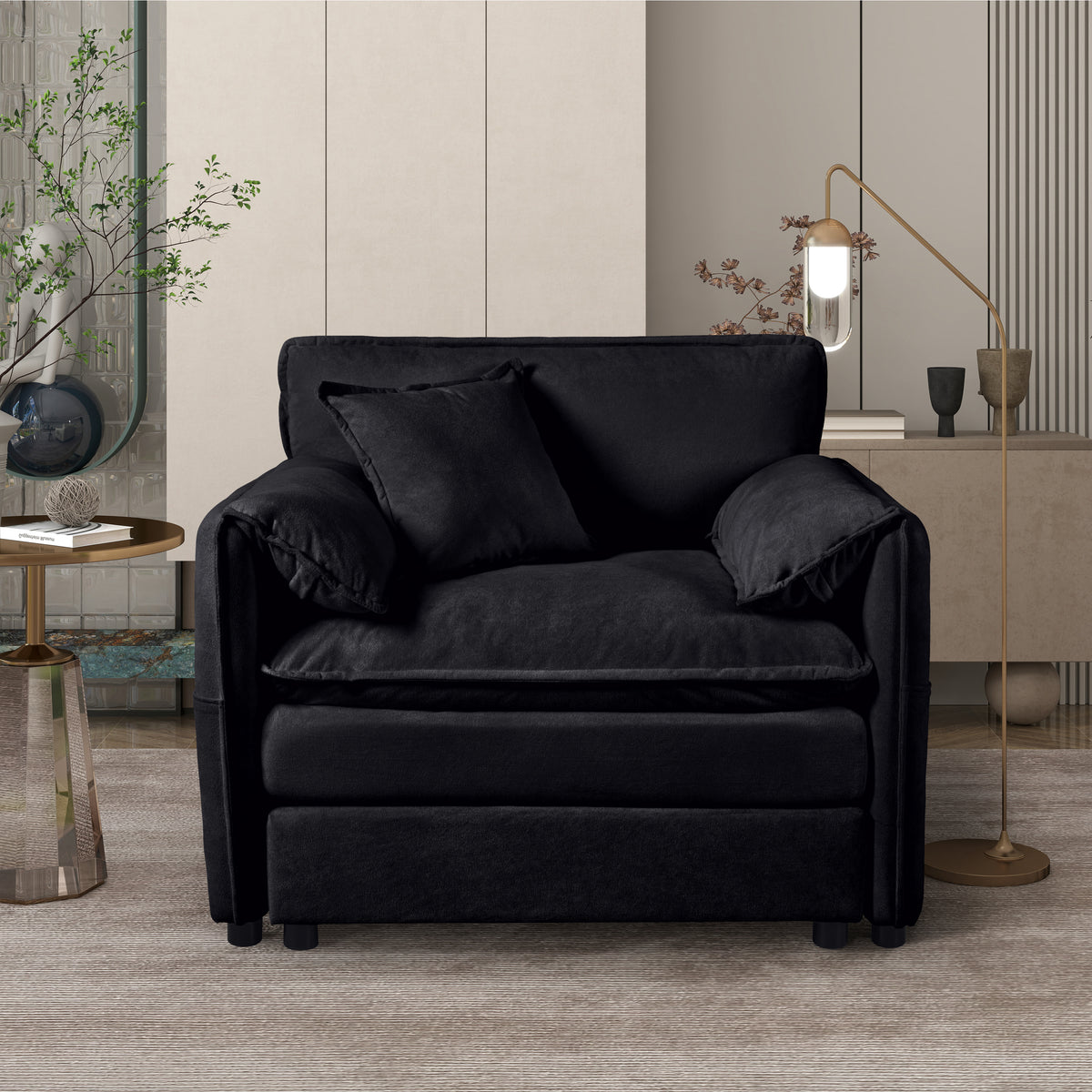 Black Chenille Accent Chair