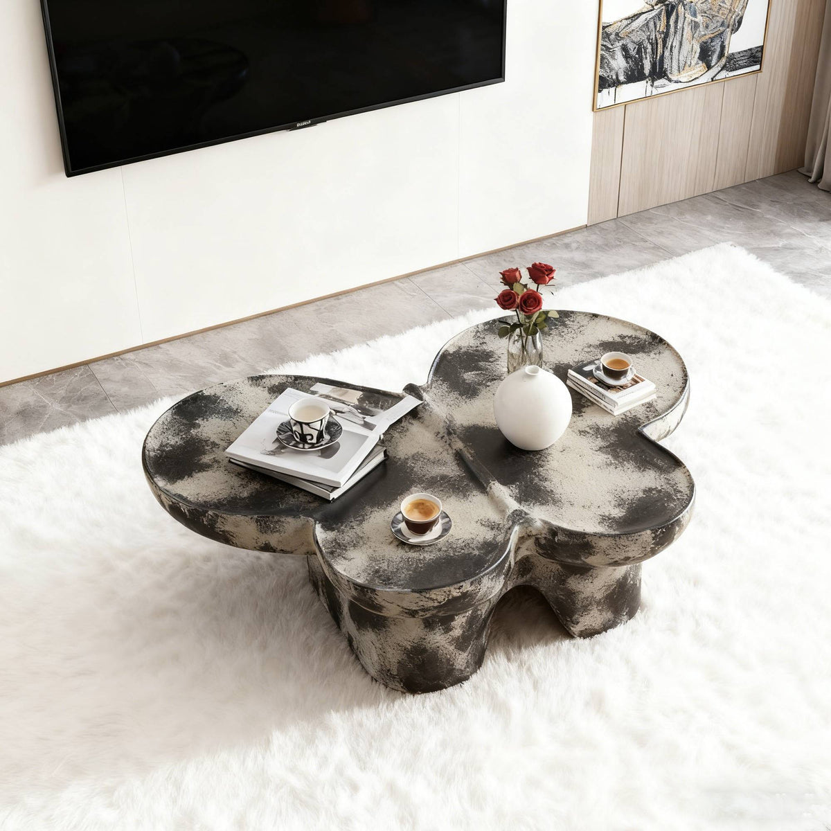 Black Coffee Table, 47.2 in, Fiberglass