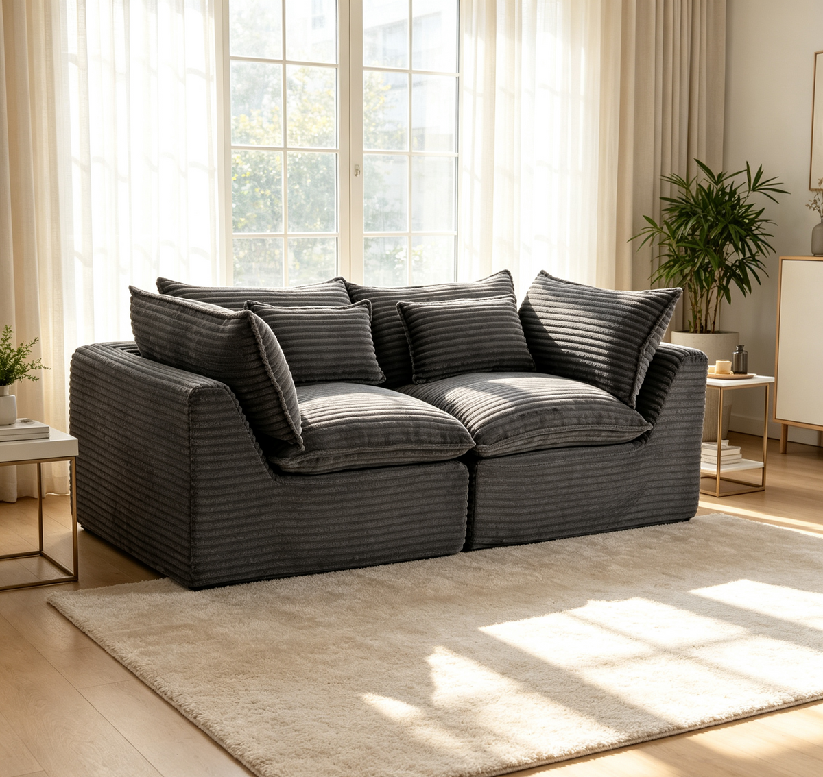 Gray Modular Sectional Couch, 74.8 in Wide