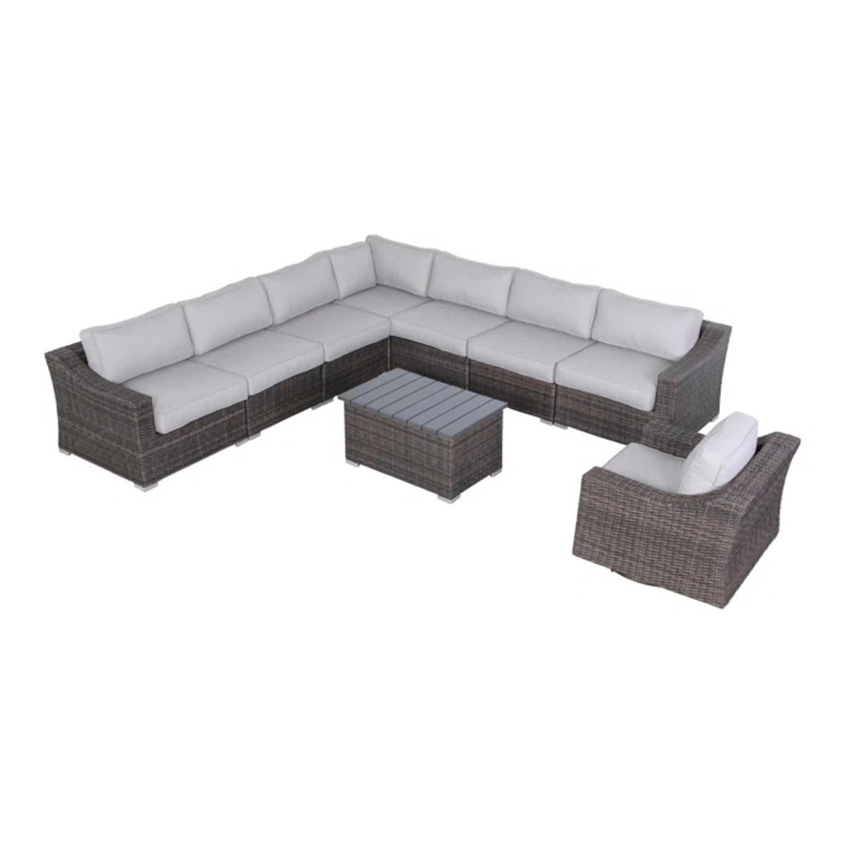 Wicker Outdoor Sectional Set for 7 with Cushions