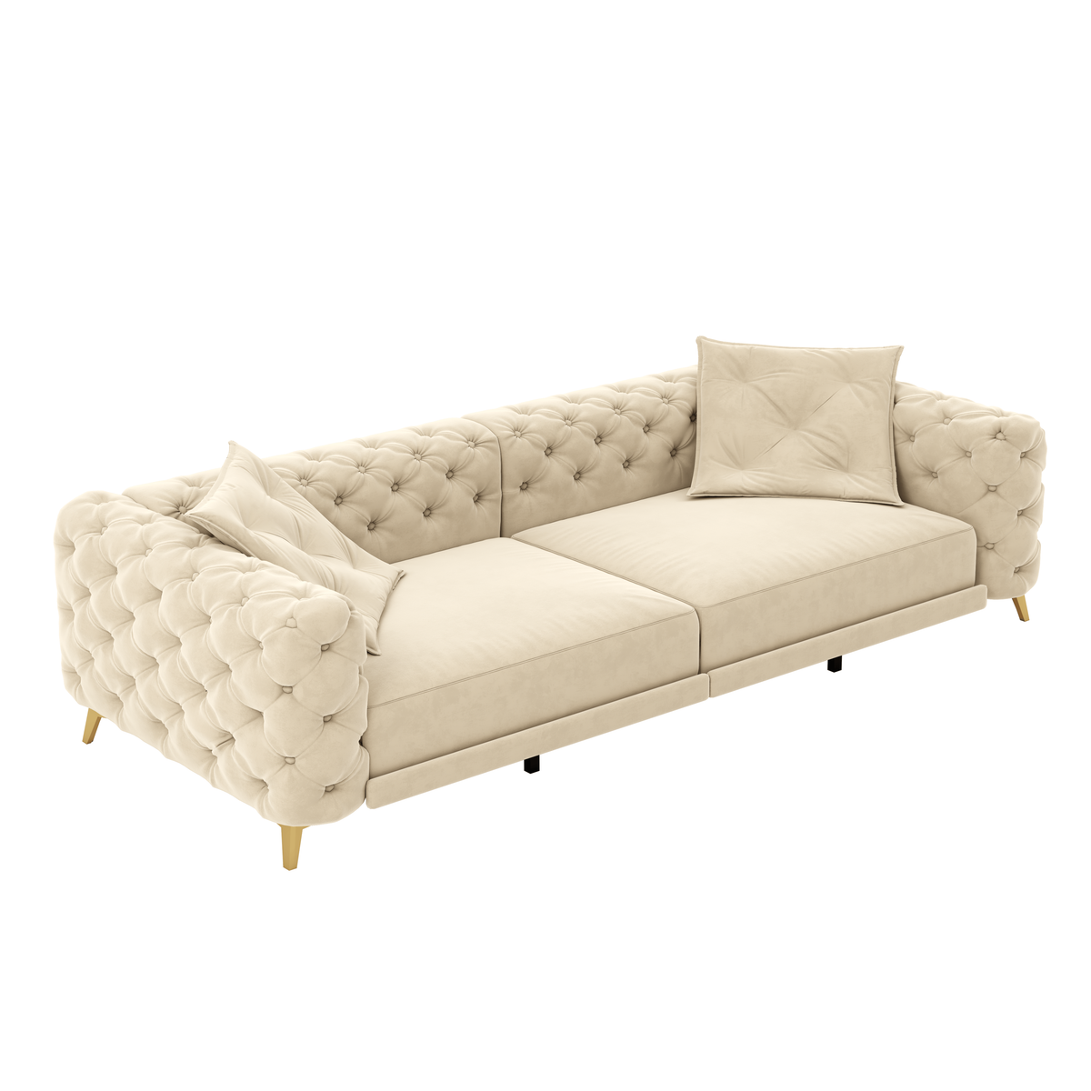 Orange Velvet 4-Seat King Sleeper Sofa with Ottoman, 97.7 in Wide
