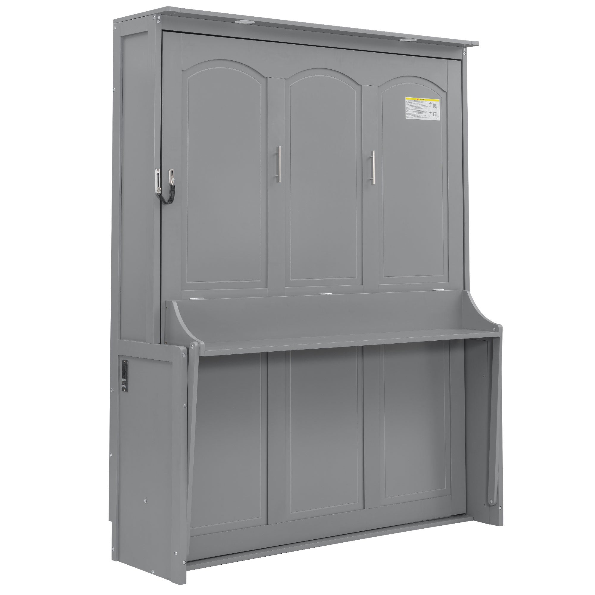 Queen Murphy Bed with Desk, LED Lights and USB Charging