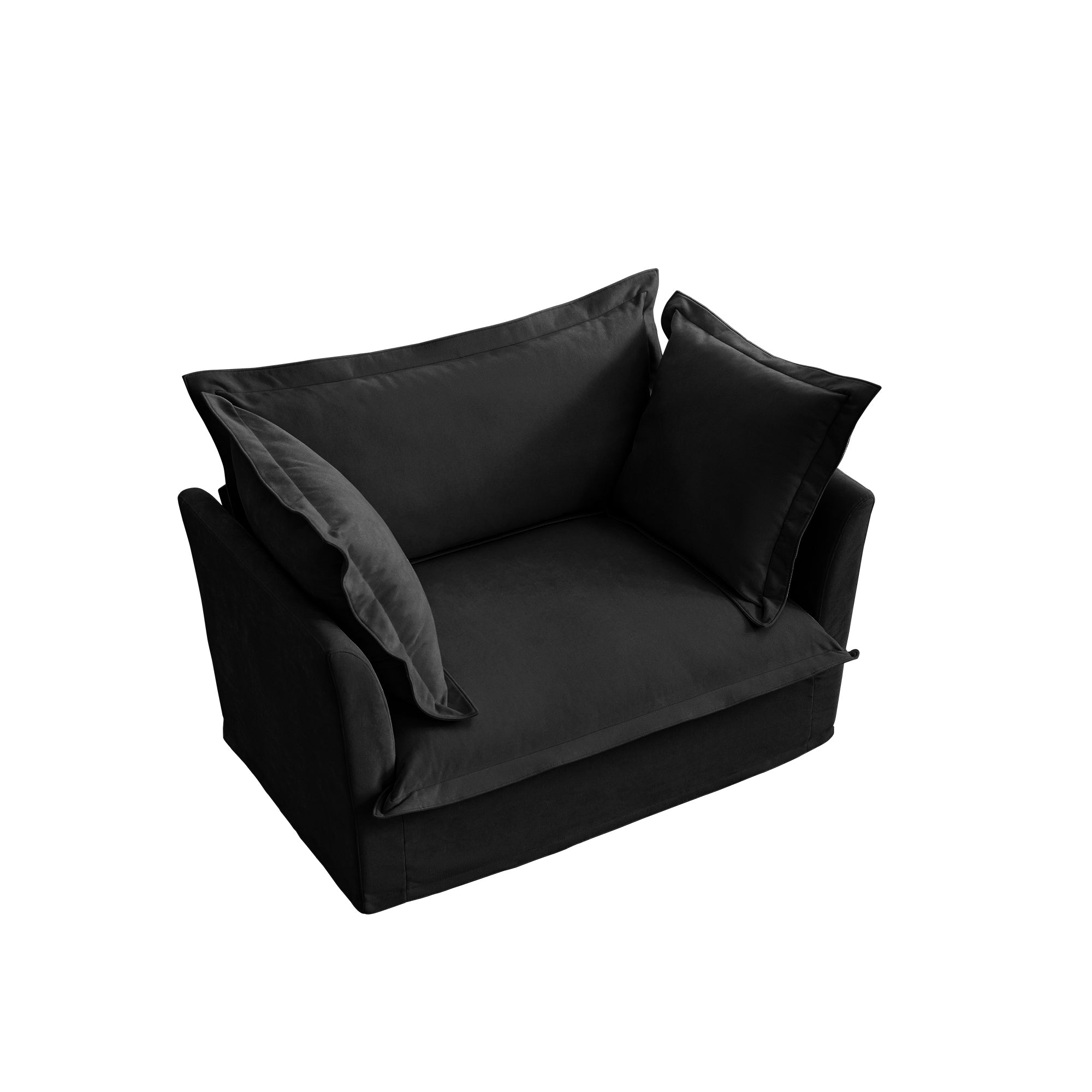 Fluffy Lounge Chair in Chenille Black #Fabric_Chenille Black