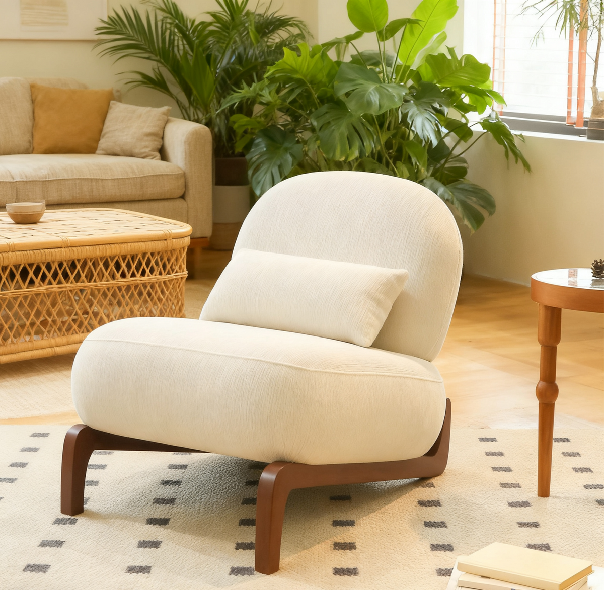 White Accent Chair, 34.2 in Wide