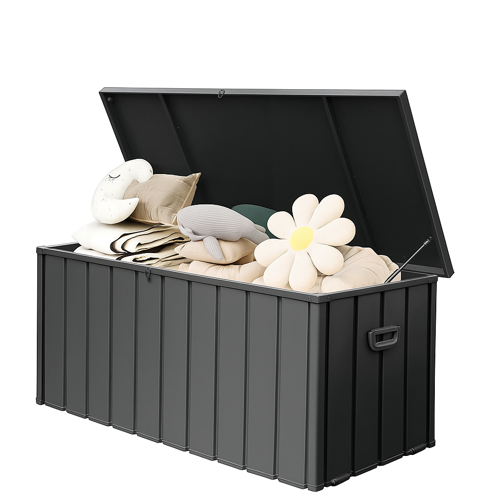 190 Gallon Dark Gray Metal Deck Box Lockable