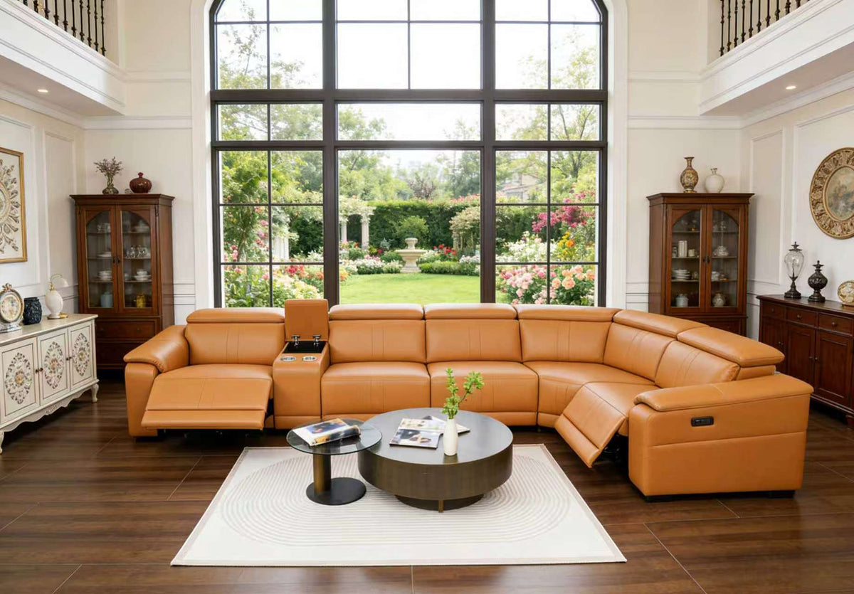 Brown Power Reclining Sectional with Storage