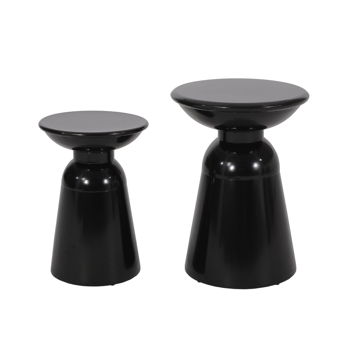 Black Metal Outdoor Side Table, Set of 2