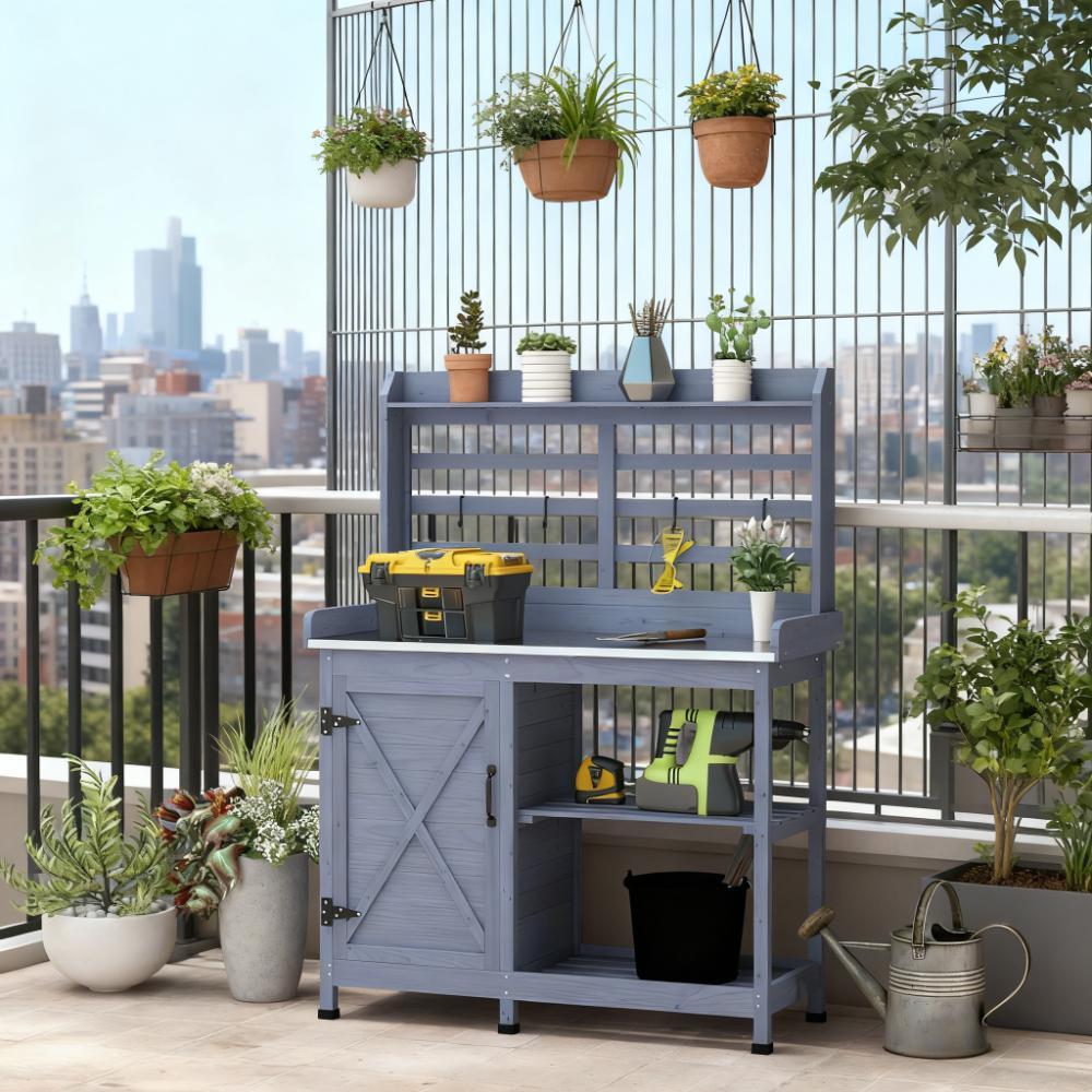 Gray Potting Bench