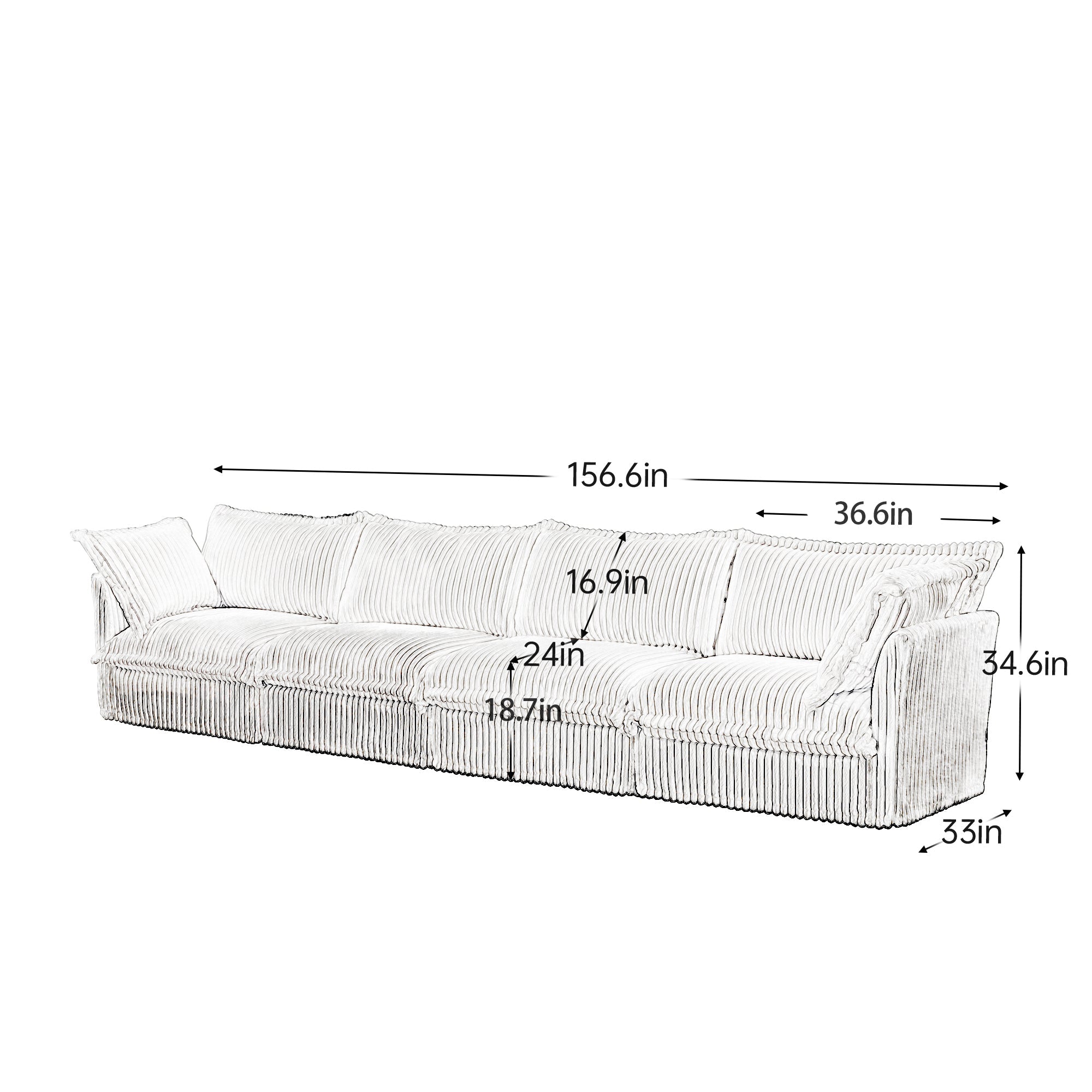 Fluffy 4-Seat Modular Sofa