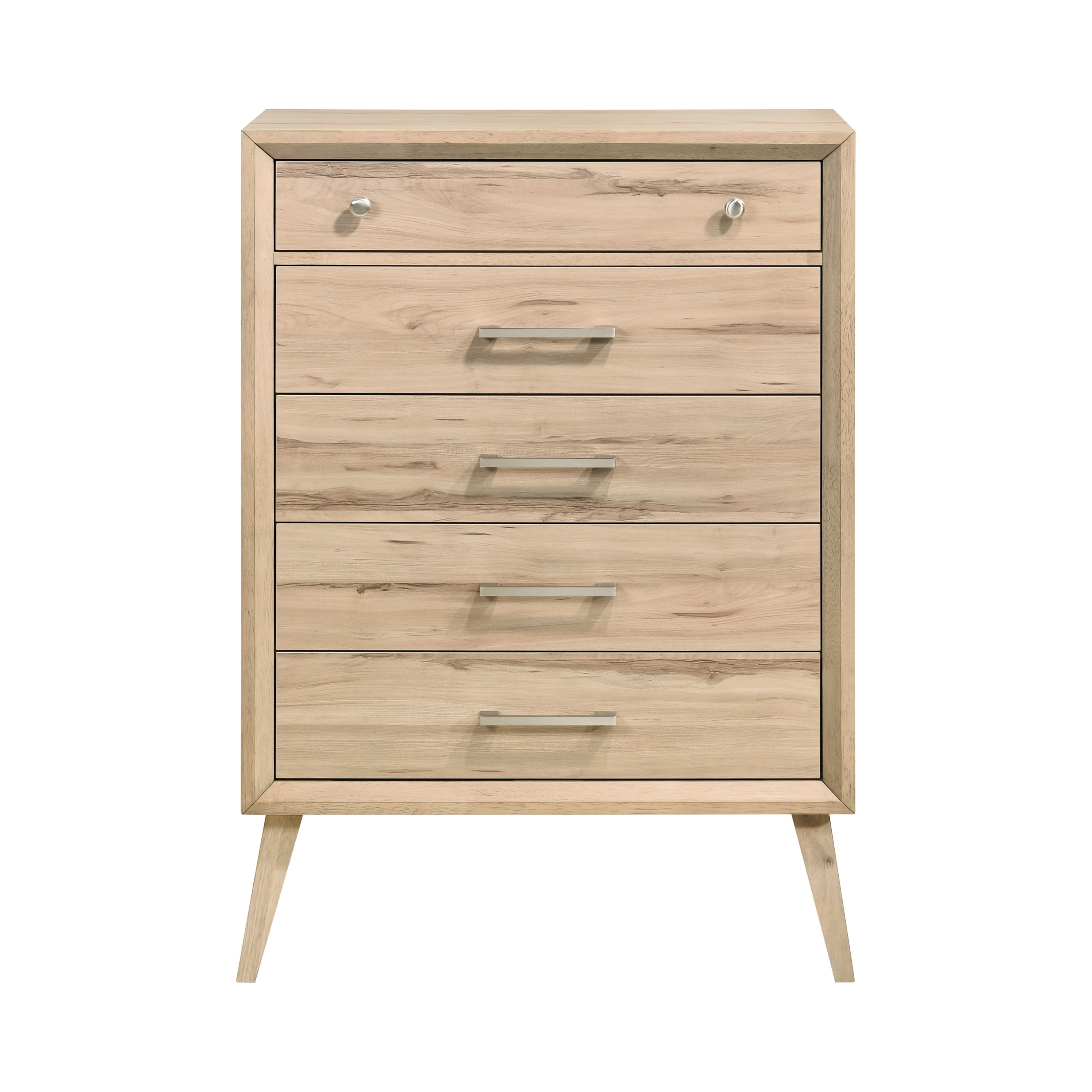 5-Drawer Oak Chest, 49 in Tall Bedroom Storage