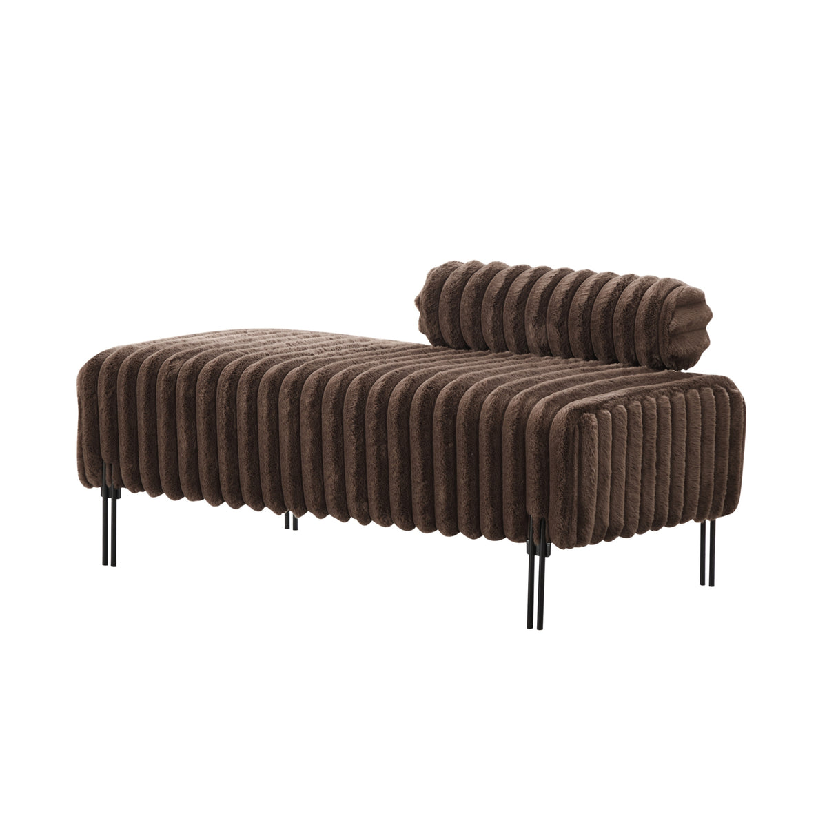 Brown Faux Fur Loveseat, 49.6 in Wide