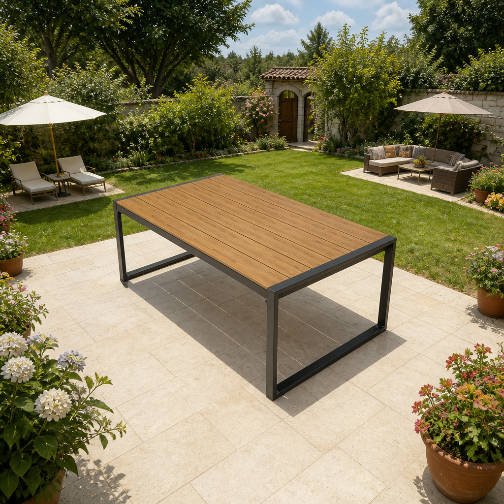 Metal Rectangular Outdoor Coffee Table, 43.3 in Wide
