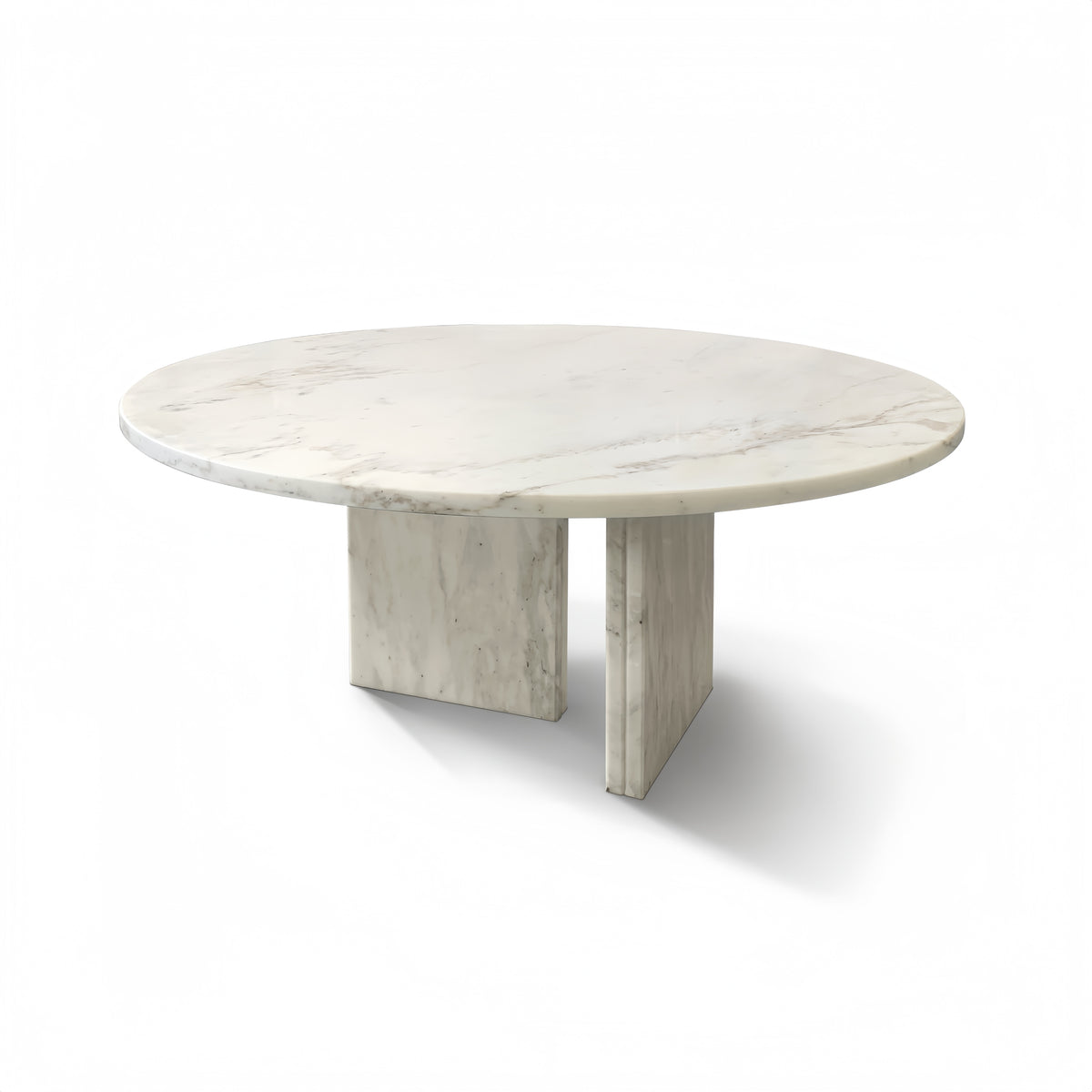 White Marble Round Coffee Table, 27.6 in