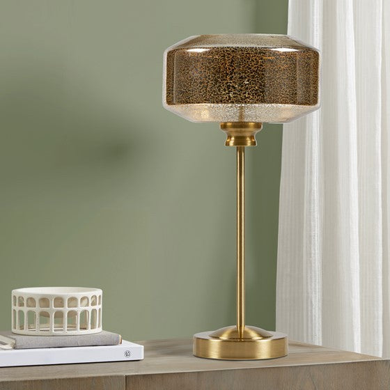 Table Lamp with Glass Shade, Gold