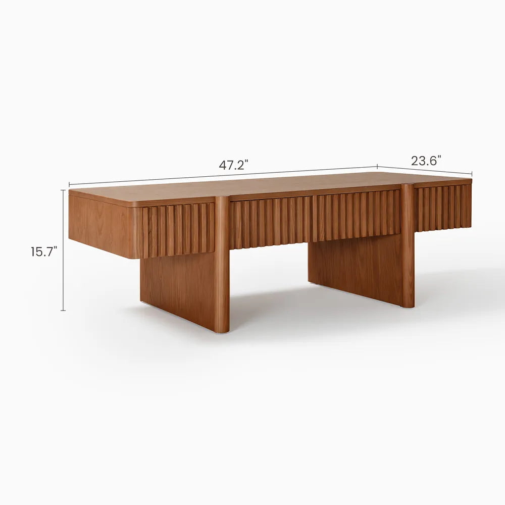 47" Solid Ash Wood Coffee Table with Hidden Storage