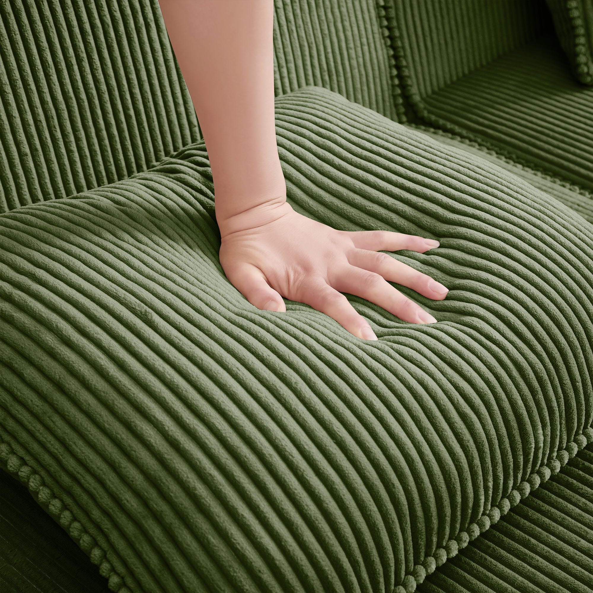 Hudson 3-Seat Boneless Couch in Olive #Color_Olive