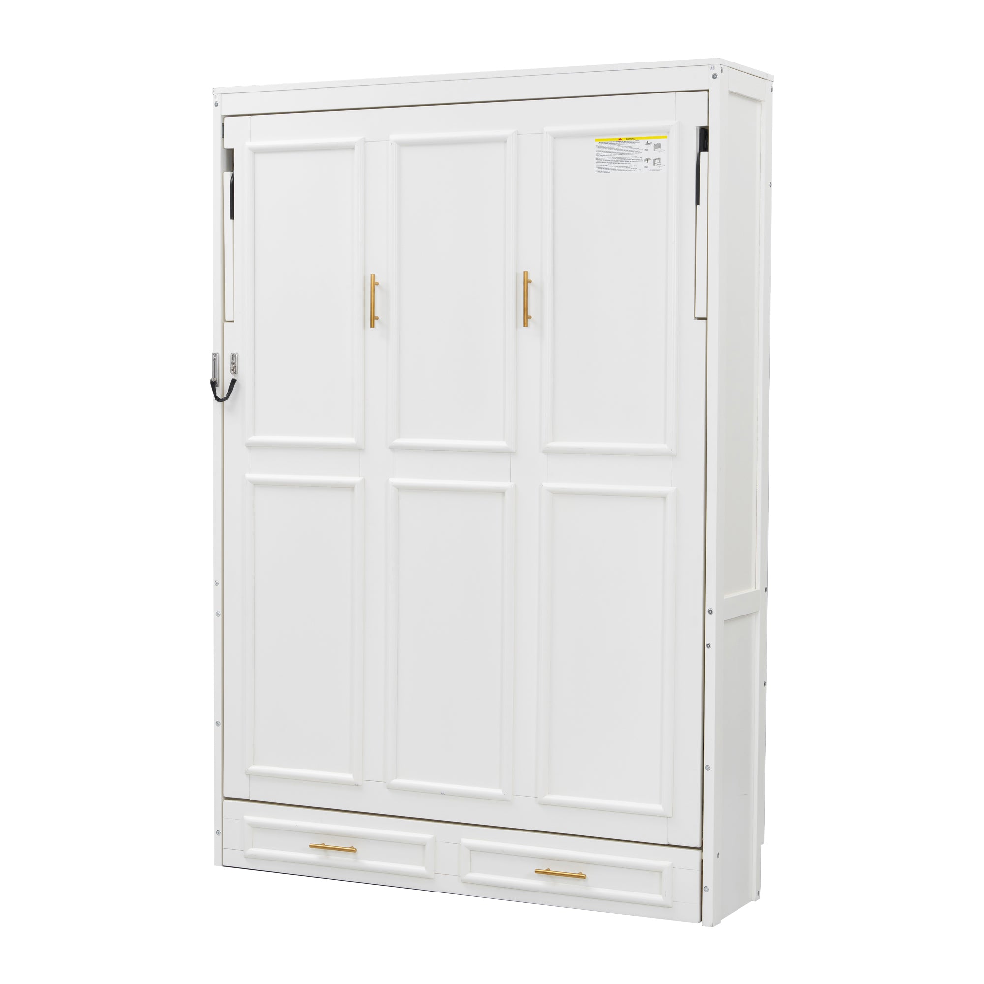 Full Size Murphy Bed with 2 Drawers, Beige