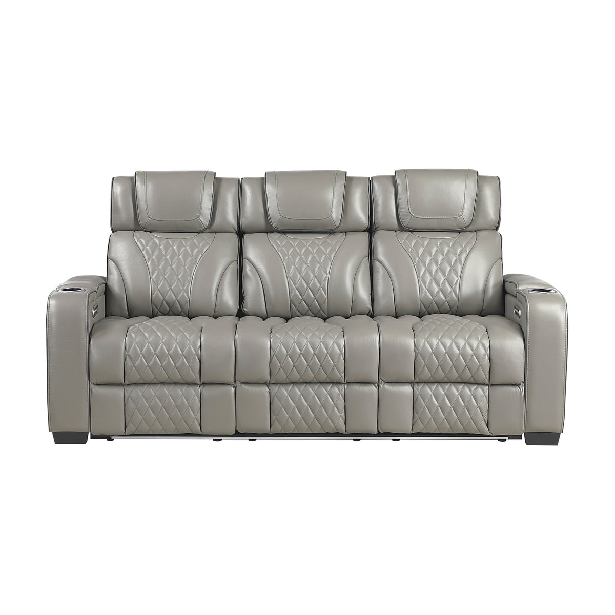 Gray Power Reclining Sofa, Massage, 84.5 in Wide