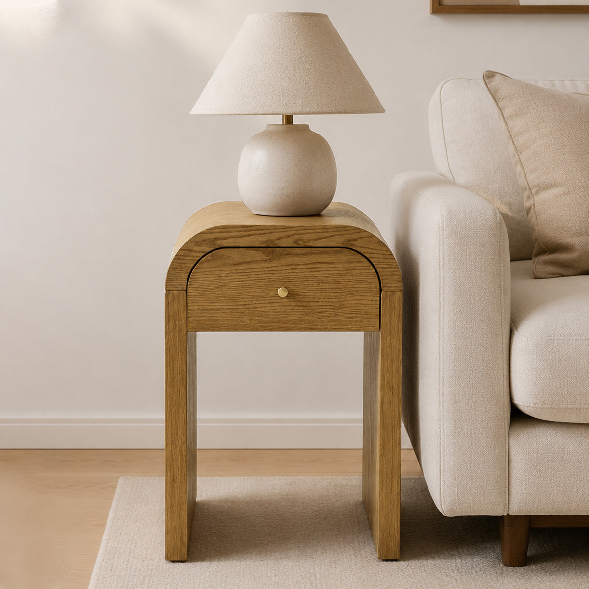 Walnut Side Table, 1 Drawer, 18 in