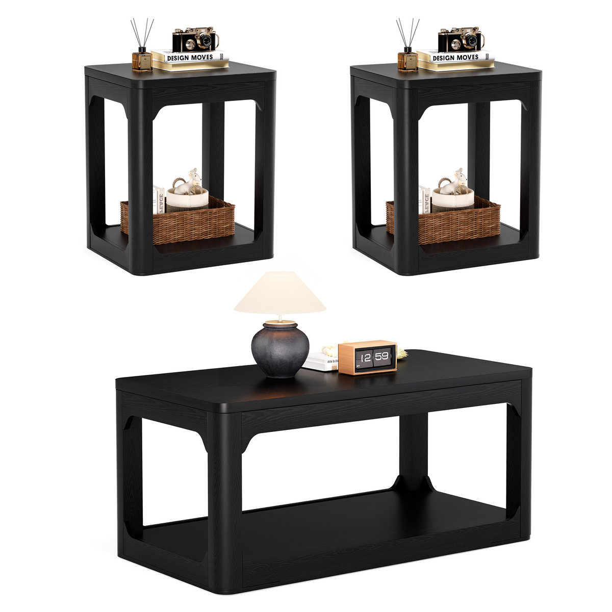 Black Coffee Table with Storage