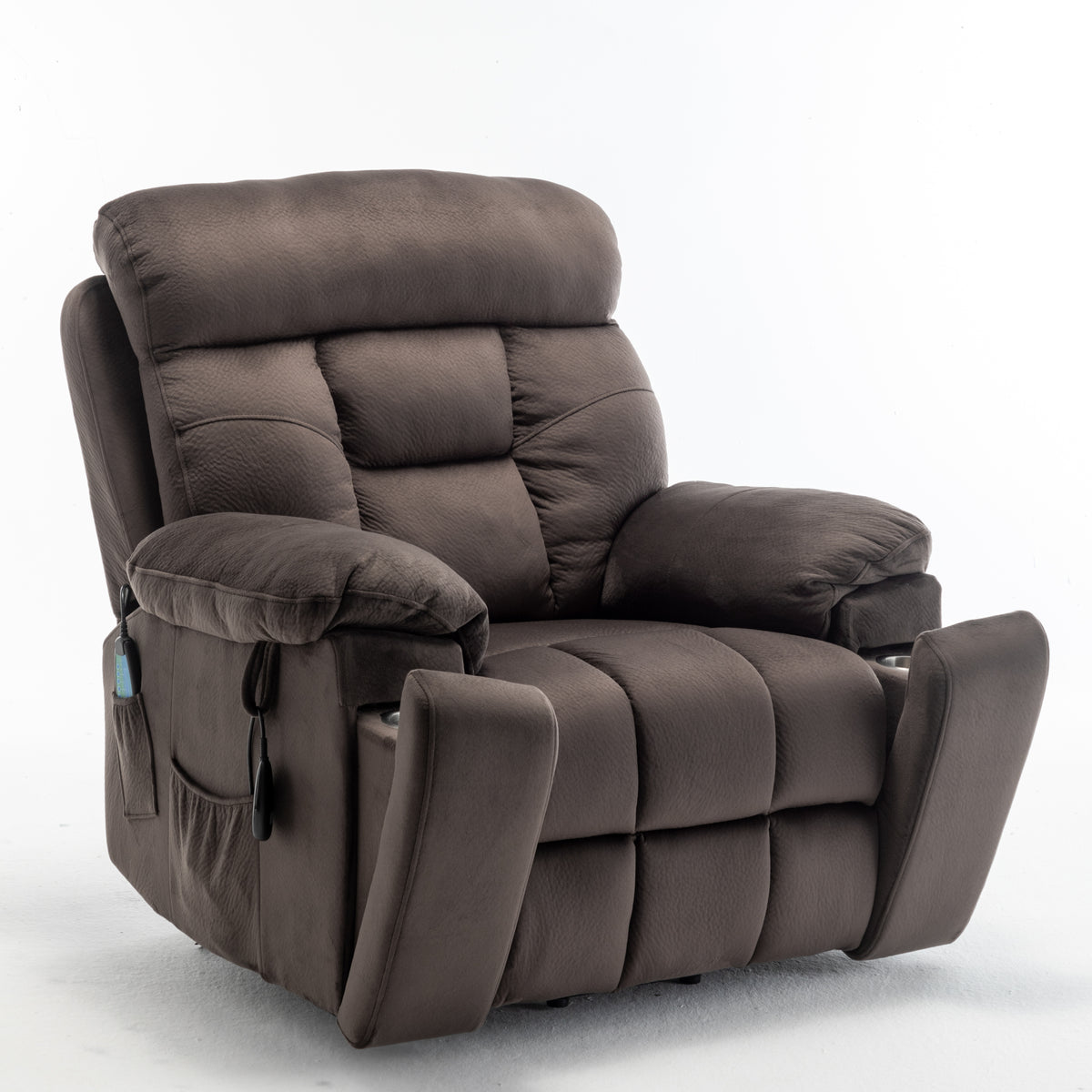 Dark Brown Velvet Power Lift Recliner, Massage and Heat