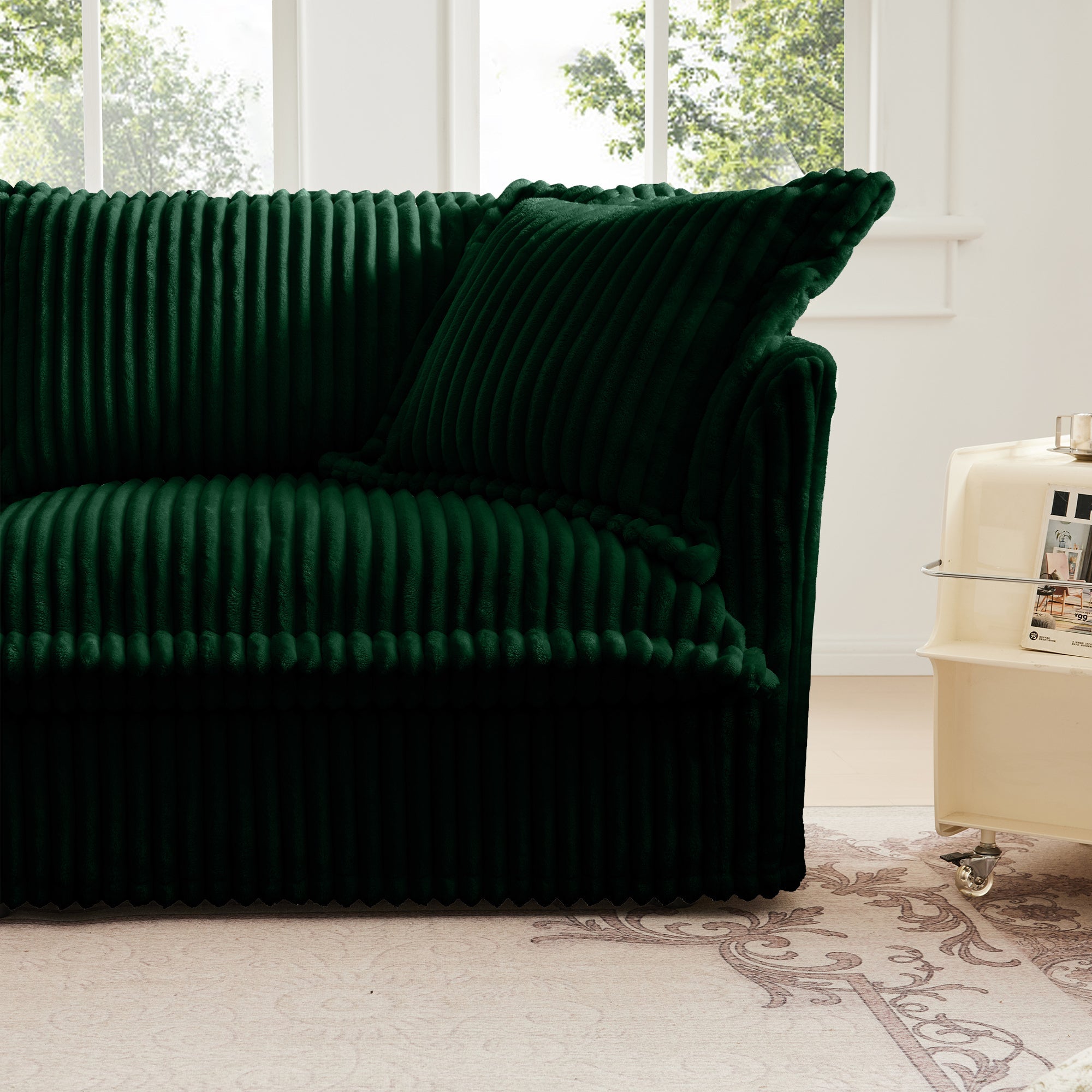 Fluffy 2-Seat Modular Sofa in Corduroy Emerald #Fabric_Corduroy Emerald