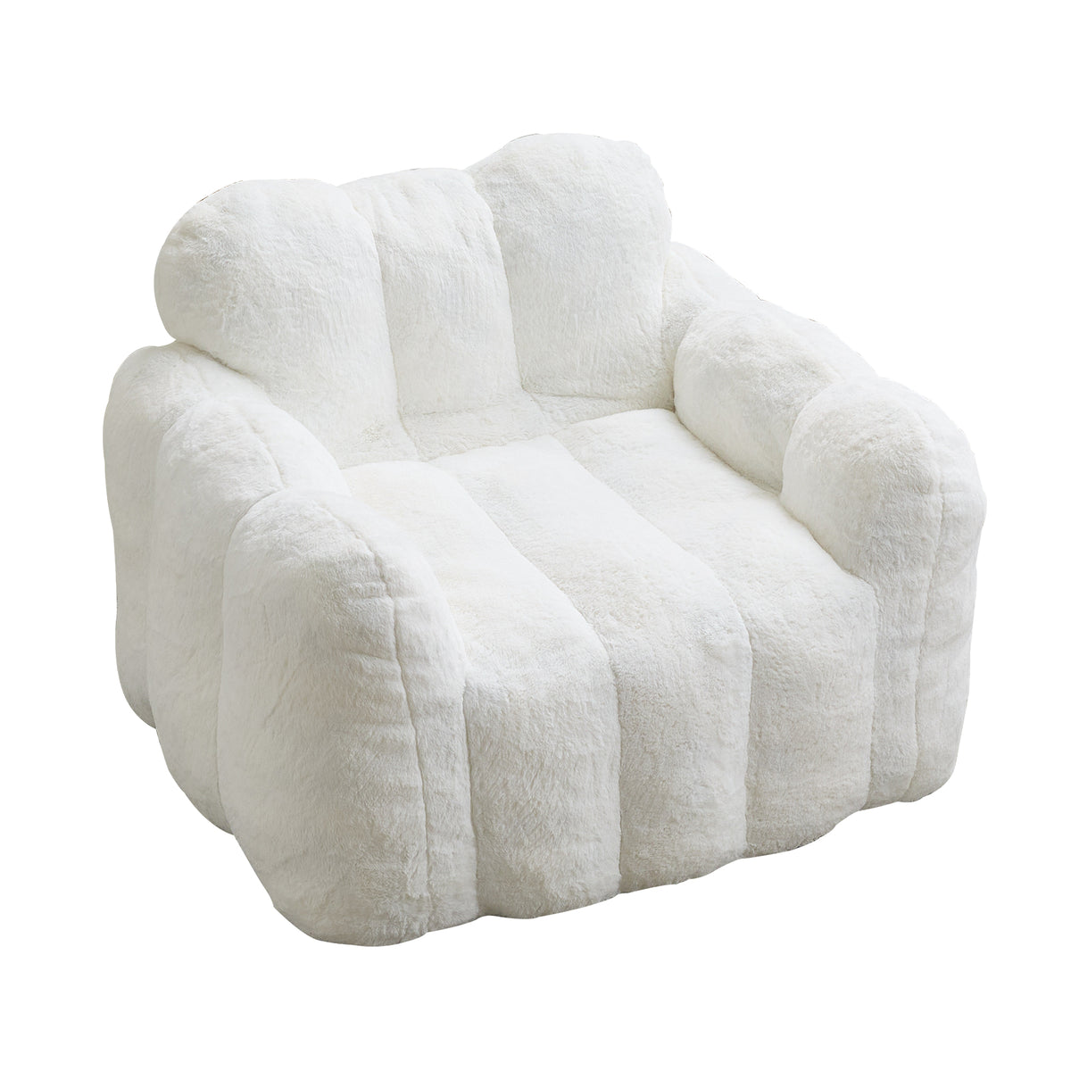 White Faux Fur Couch, No Assembly, 43.7 in Wide