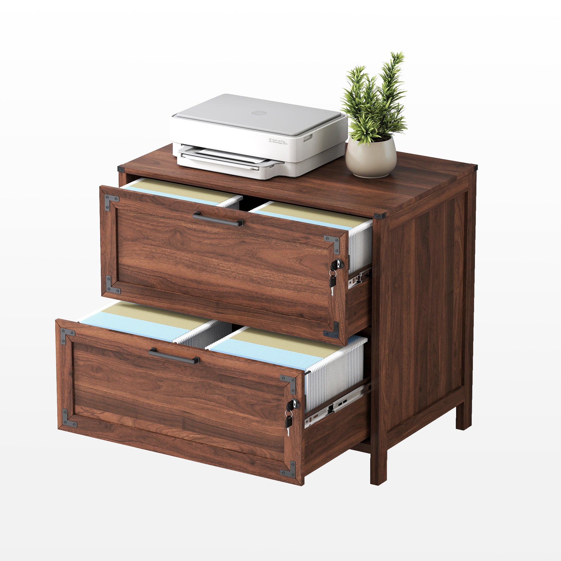 Farmhouse File Cabinet with Drawers and Lock, 31.5 in