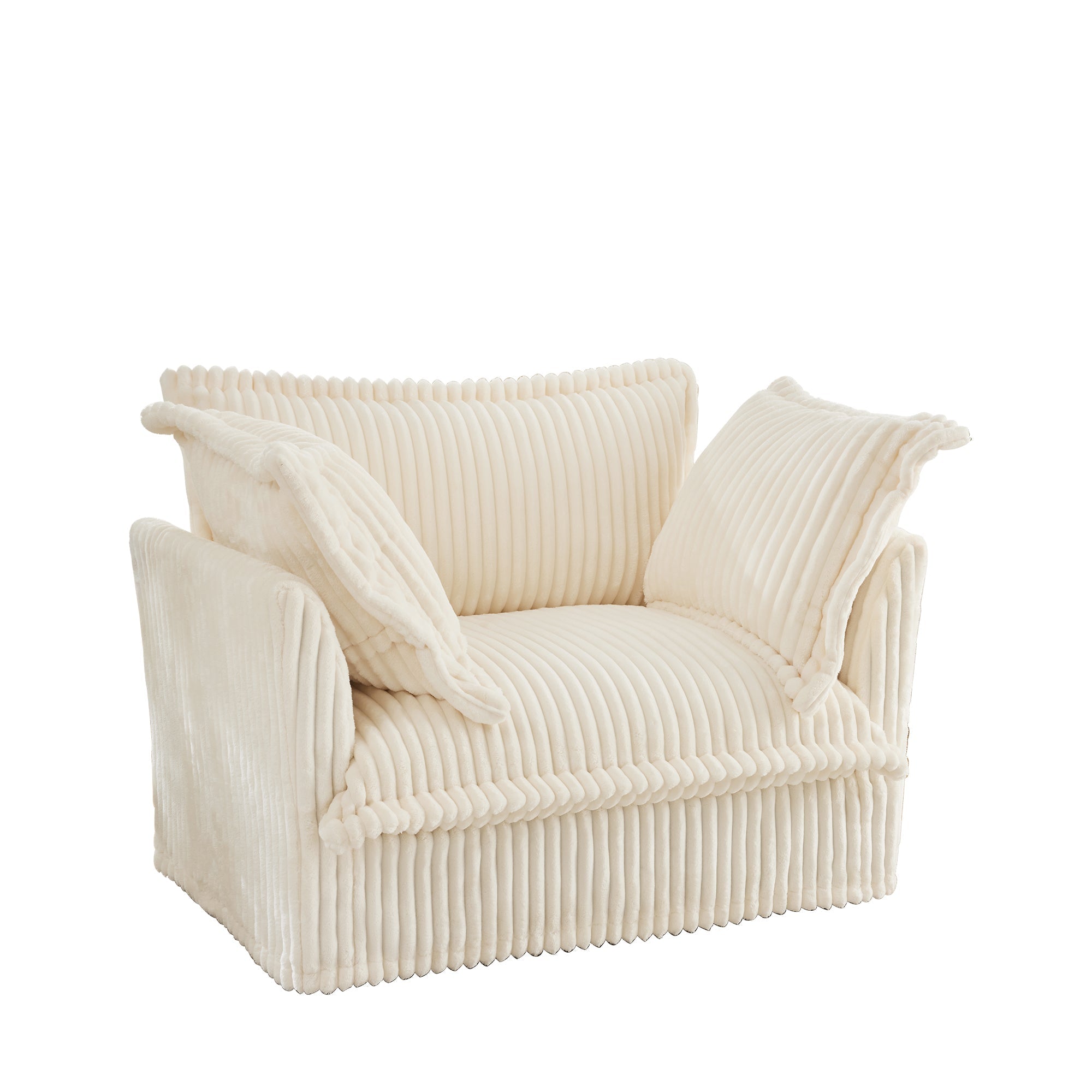 Fluffy Lounge Chair in Corduroy Cream #Fabric_Corduroy Cream