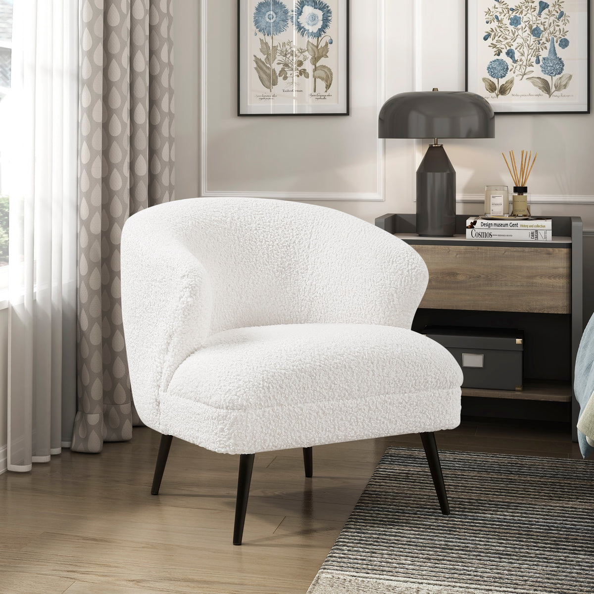 Beige Boucle Accent Chair