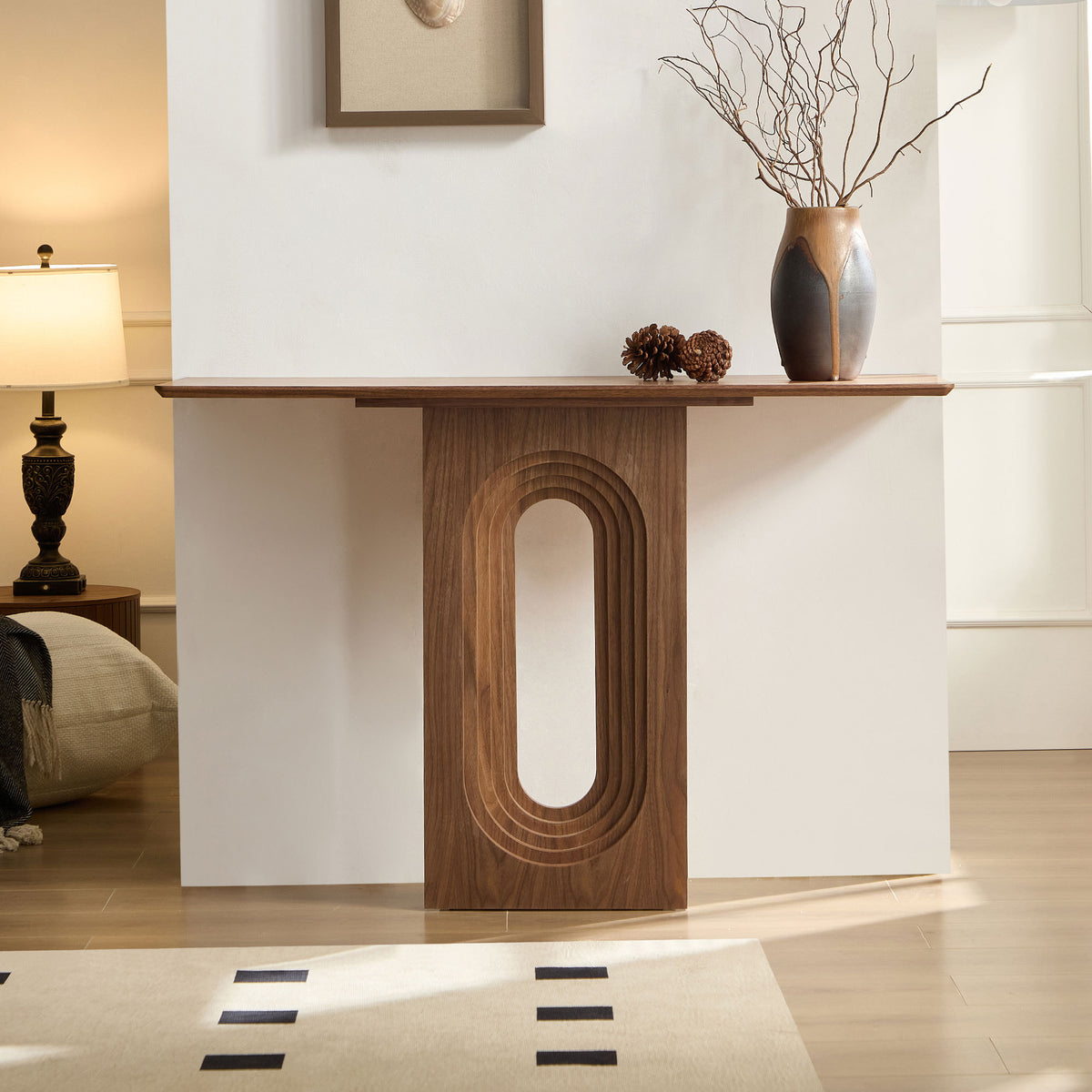 Walnut Entryway Console Table, 47.2 in Wide