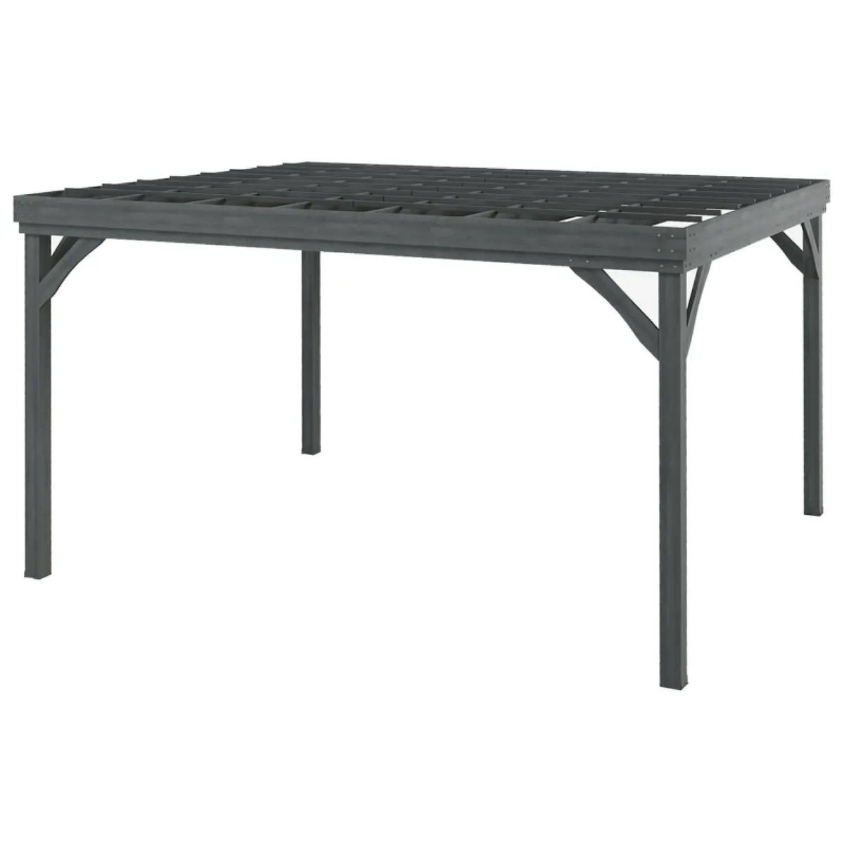 Gray Solid Wood Pergola, 9.8x12 ft