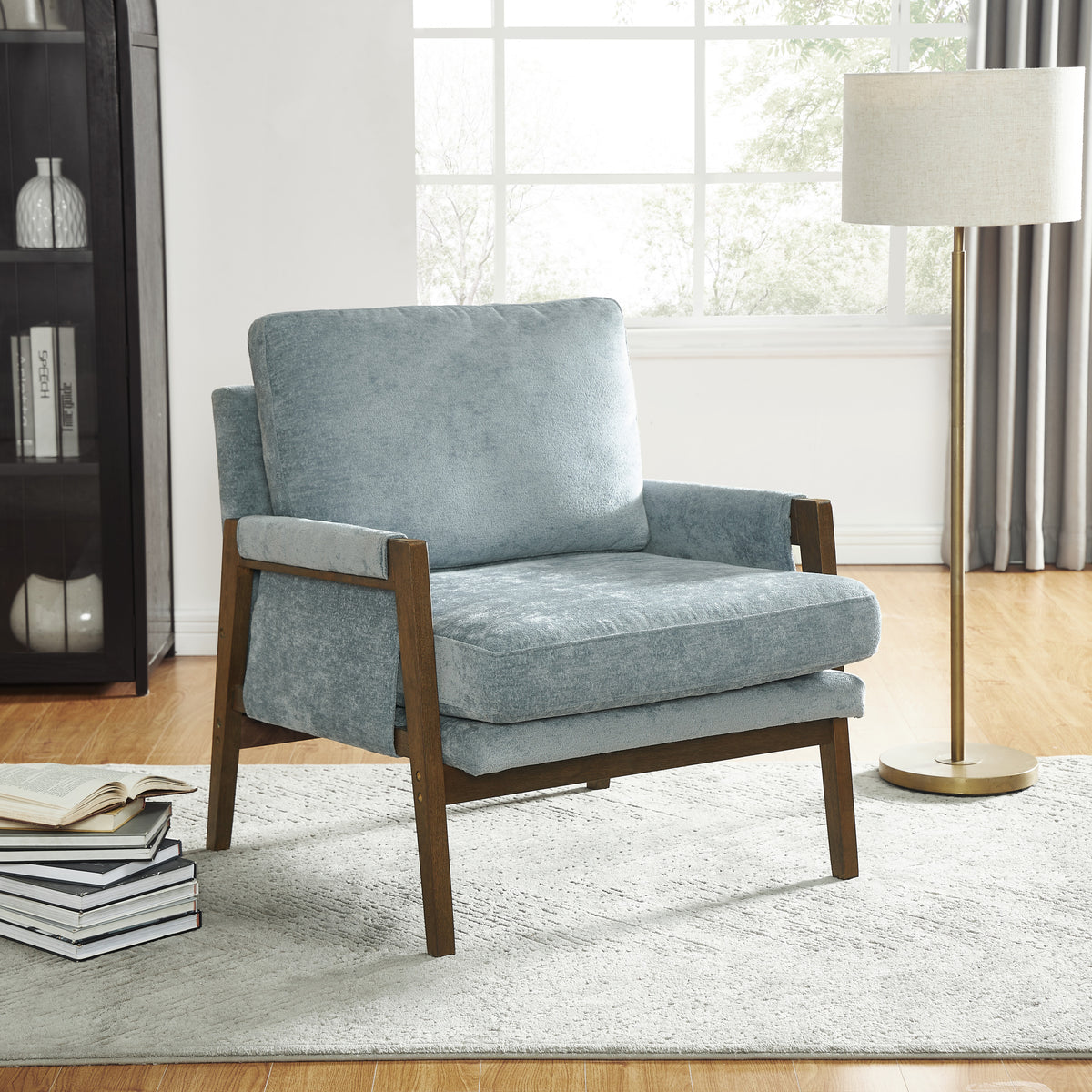 Blue Velvet Accent Chair