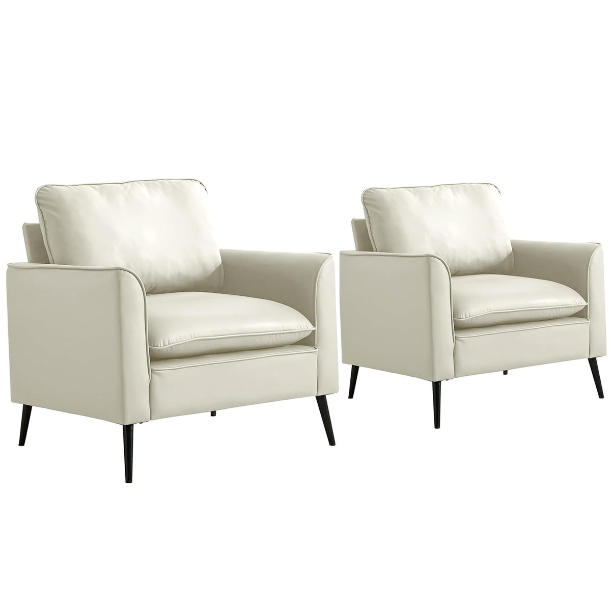 Cream Vegan Leather Accent Chair