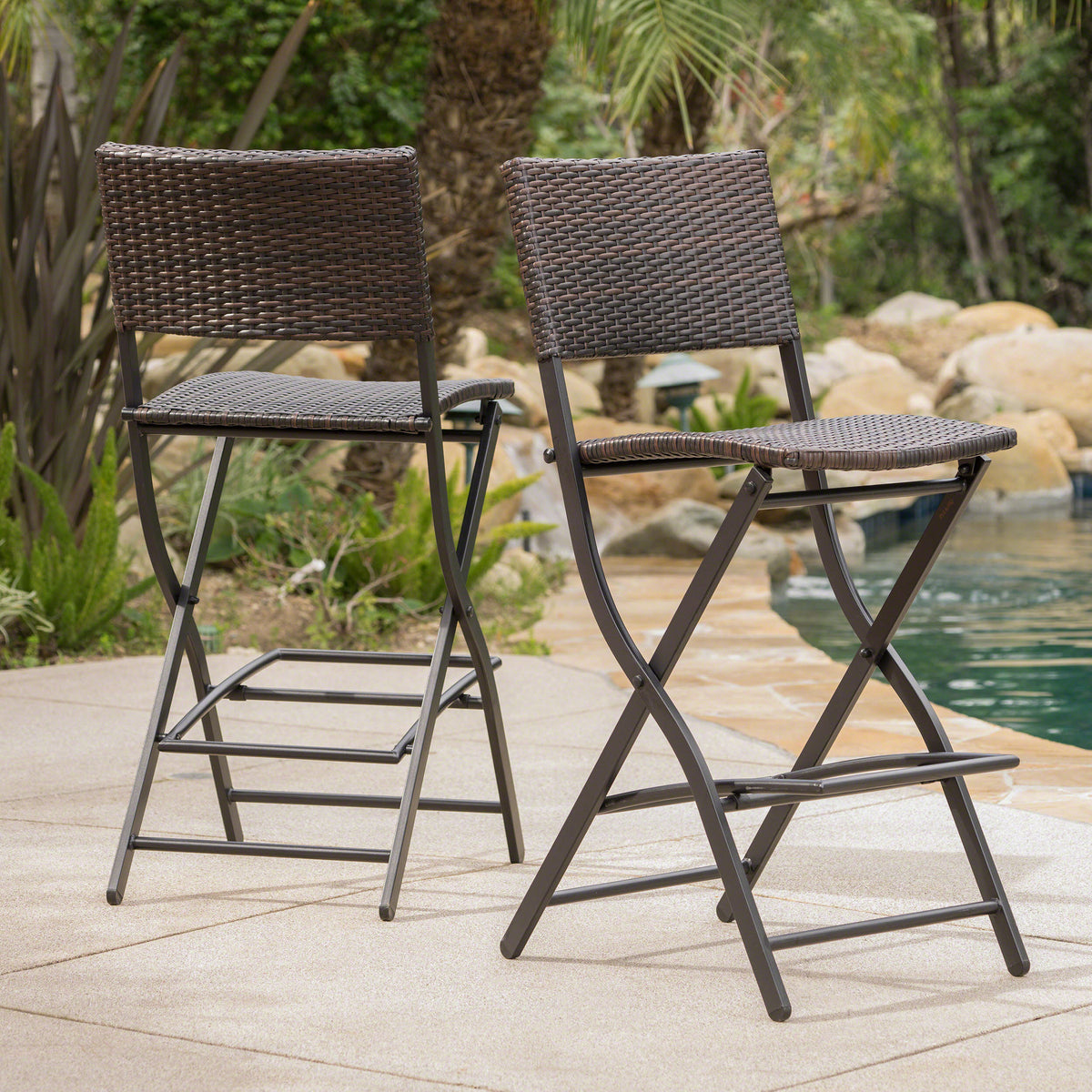 Folding Outdoor Bar Stool, Set of 2
