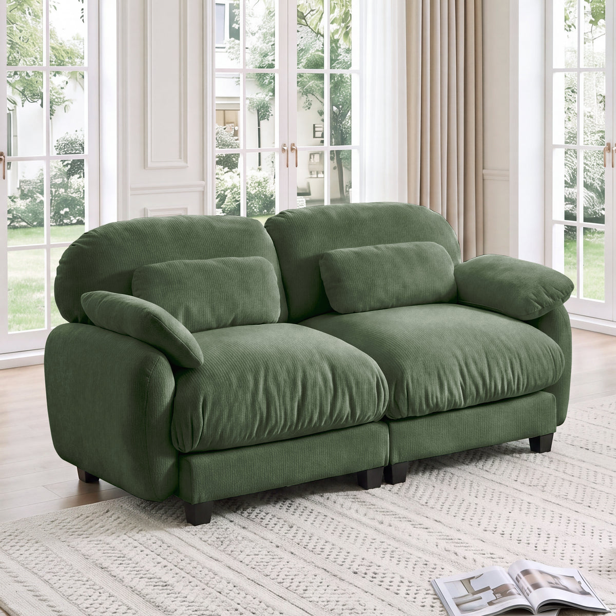 Green Chenille Modular 2-Seat Couch