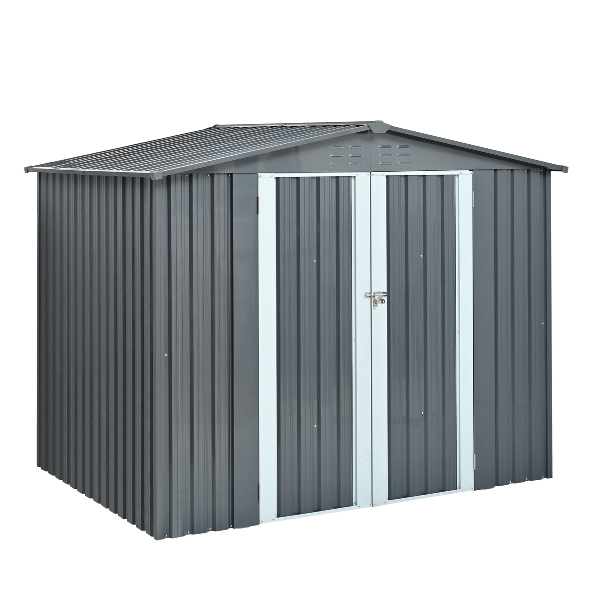 Dark Gray Metal Storage Shed, 5.7x7.3 ft