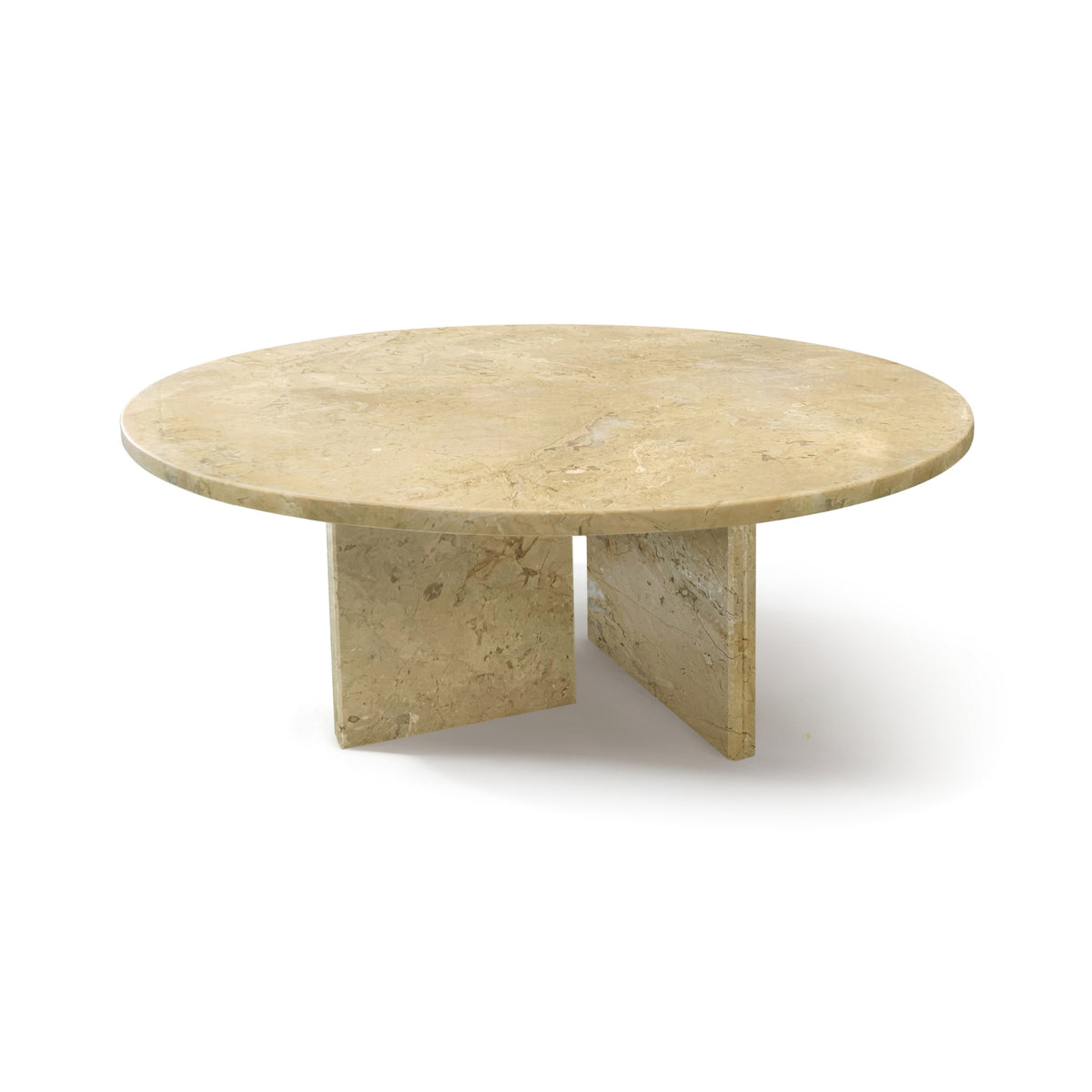 Beige Marble Round Coffee Table, 27.6 in