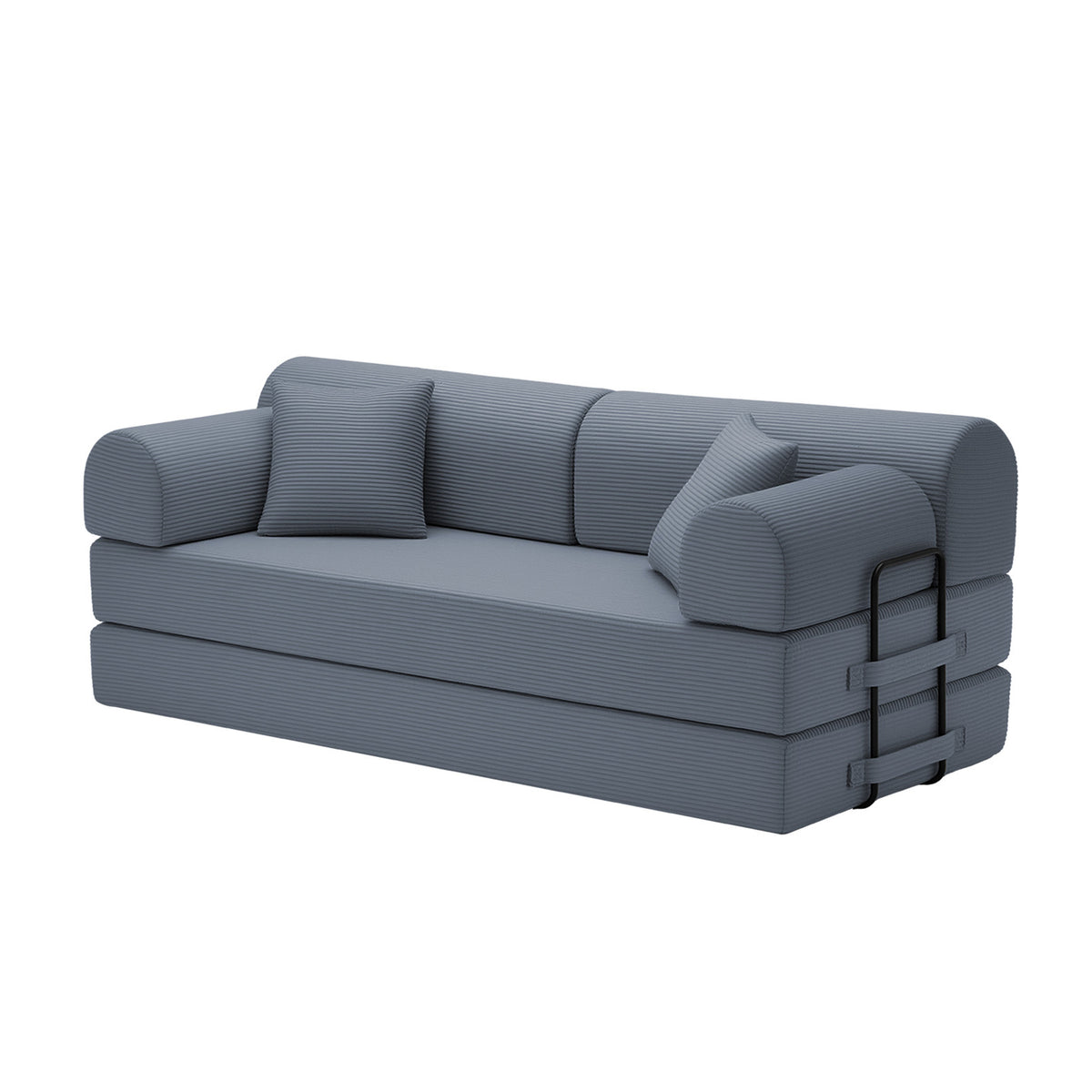 Dark Gray Corduroy Sleeper Sofa, No Assembly, 78.7 in Wide