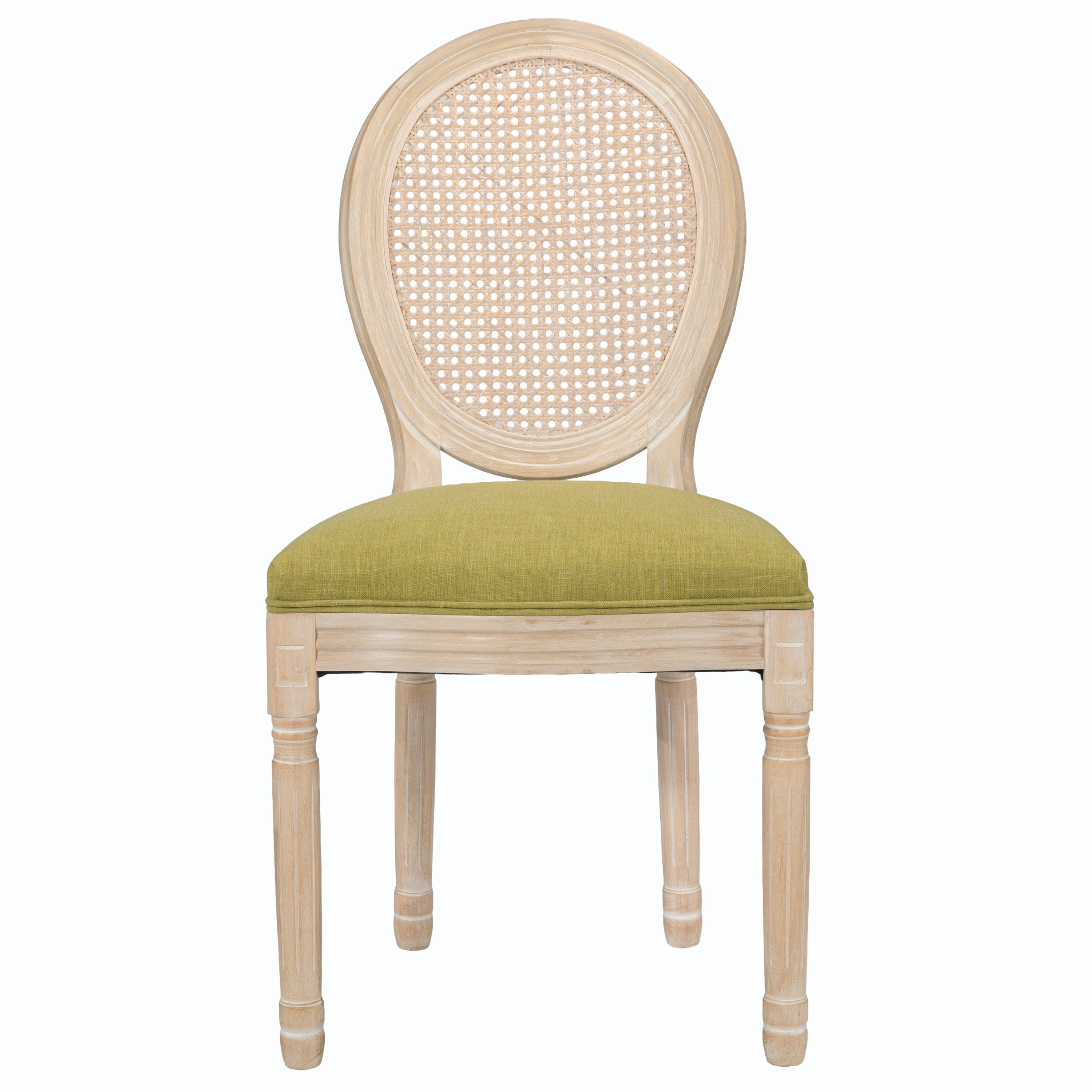 French Country Cane-Back Dining Chairs Set of 2, Green