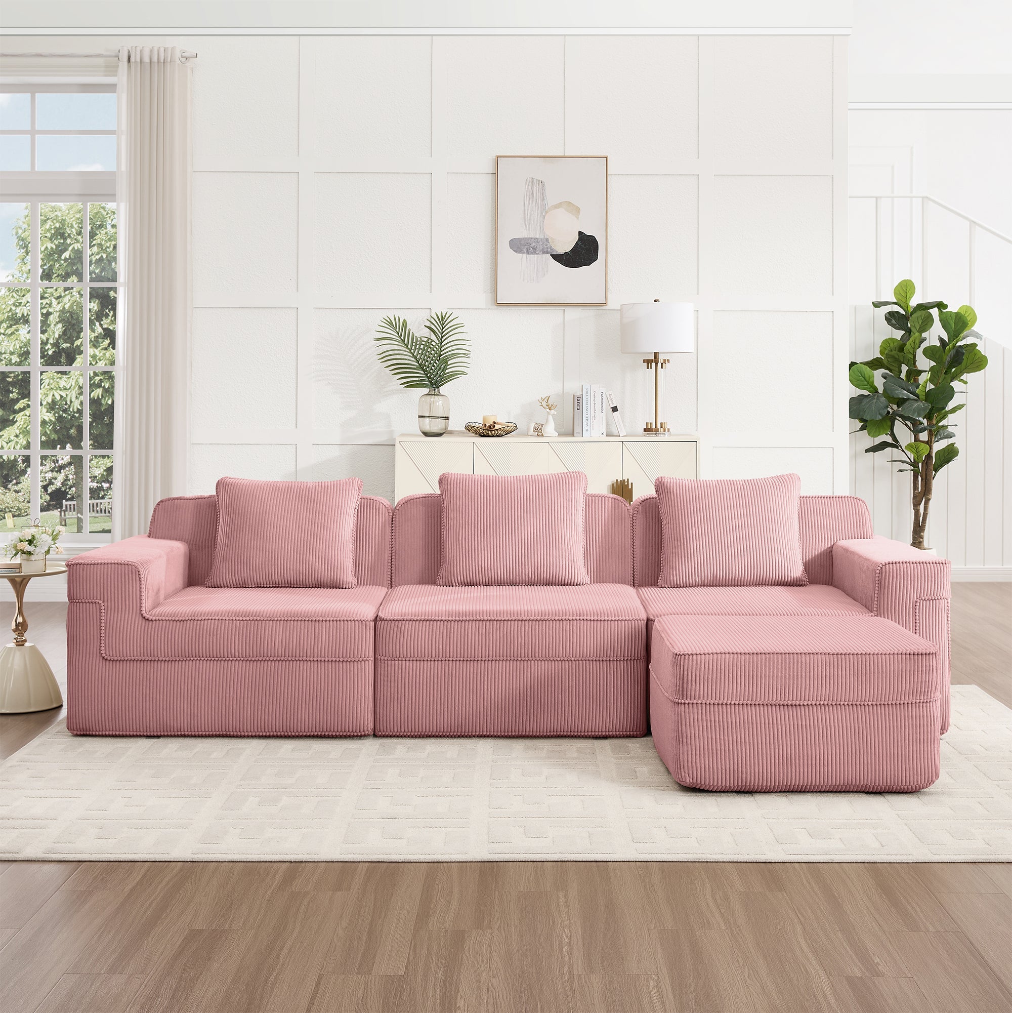 Hudson 3-Seat Boneless Couch in Pink #OttOnly_1 #Color_Pink