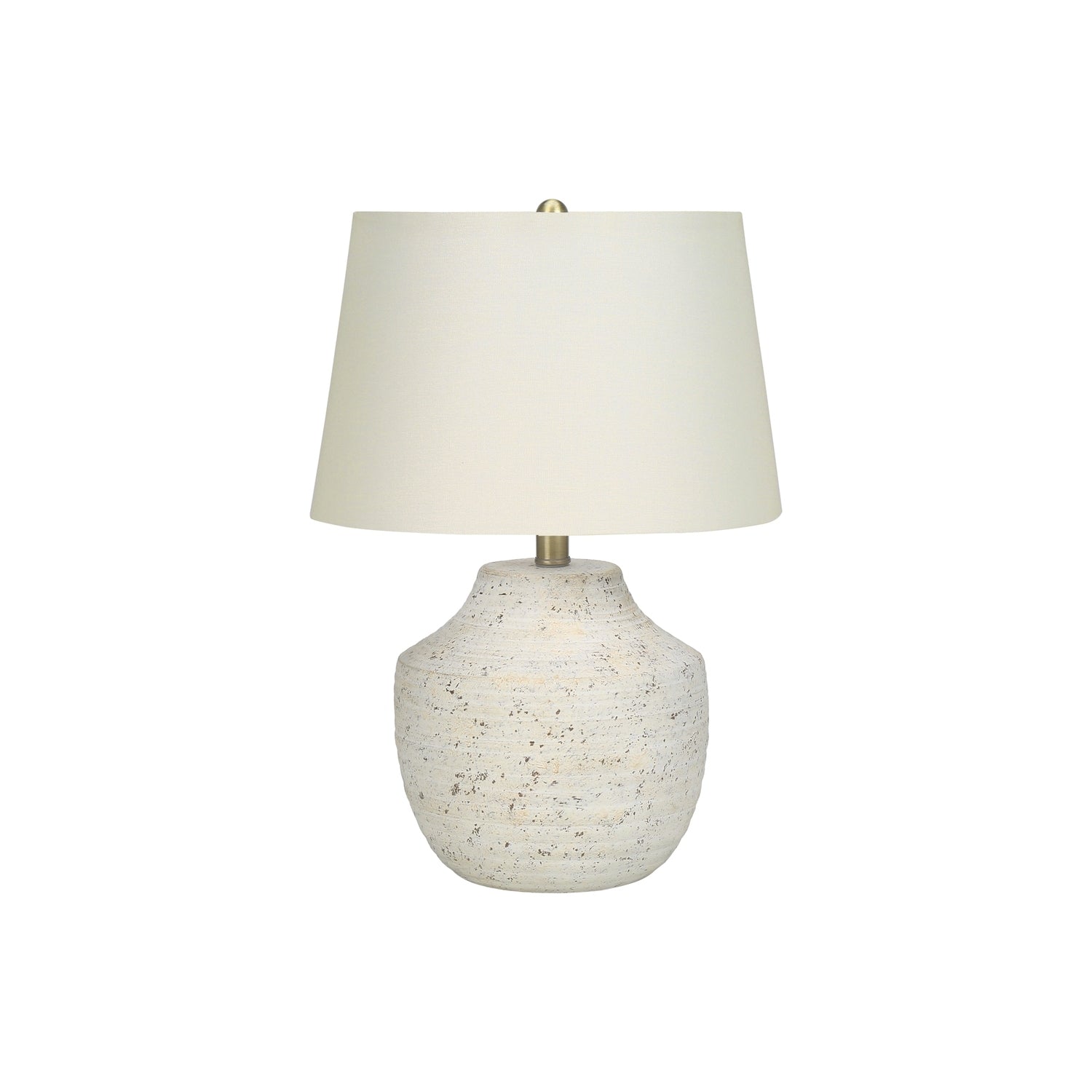 Table Lamp with Concrete Base and Linen Shade, Cream