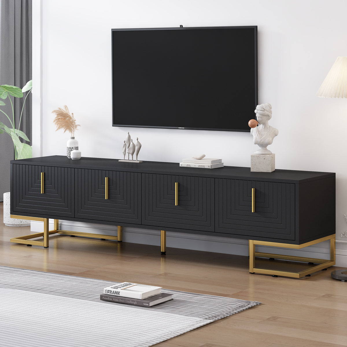 Black TV Stand for TVs up to 80 in, 70.8 in Wide