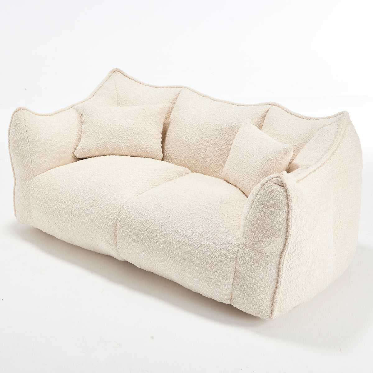 Beige Chenille Bean Bag Chair, 73.2 in Wide
