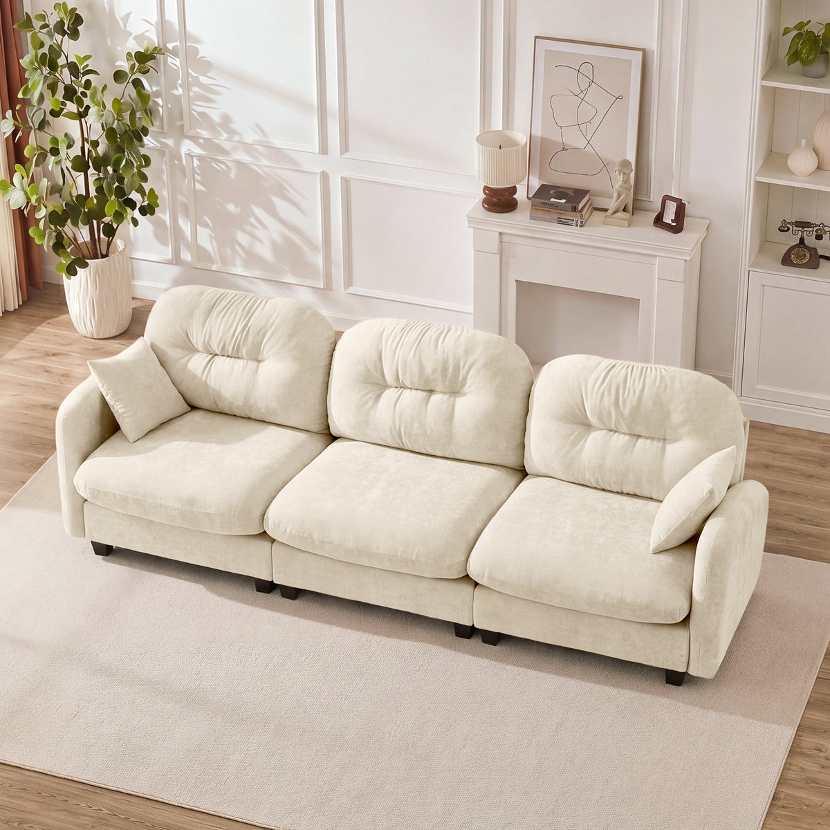 Beige Chenille Modular Sectional Couch