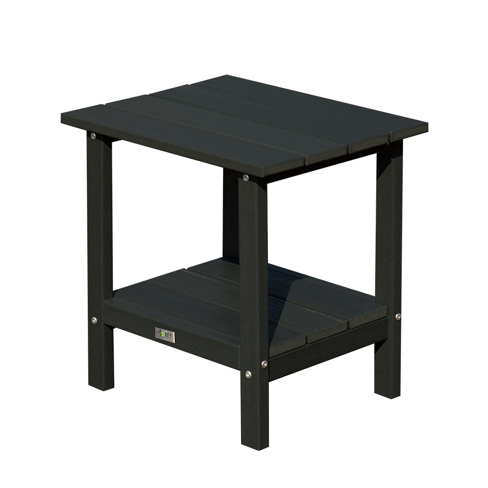 Black HDPE Outdoor Coffee Table, 17.7 in Wide