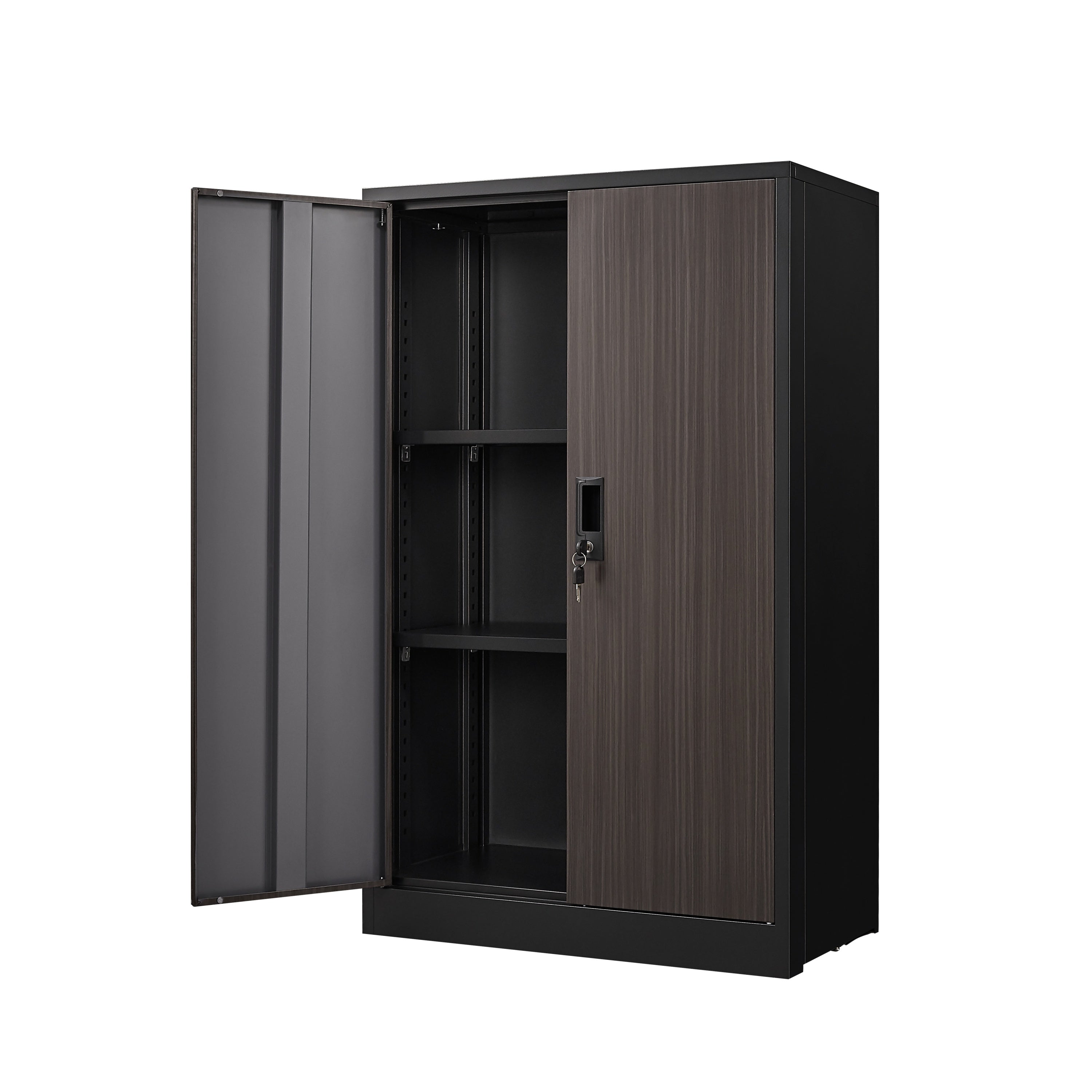 Storage Cabinet with Lock, 27.5 in, Black