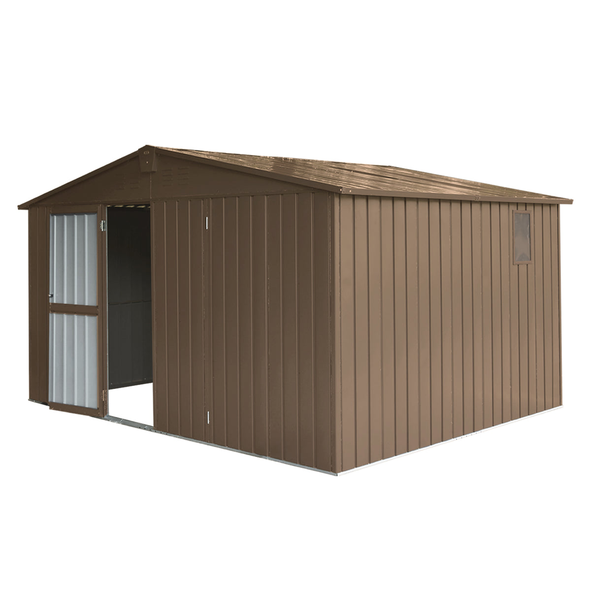 9x11 ft Brown Metal Storage Shed with Window